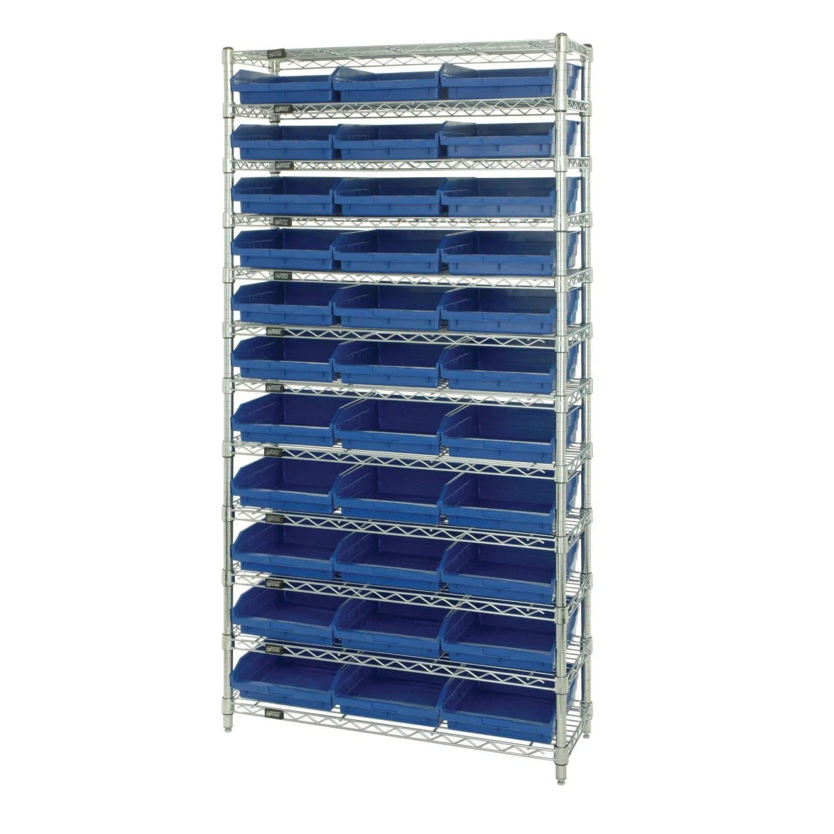 WR12 - 116 | 24" x 36" x 74" Shelving Unit with 33 Bins - Wire Shelving with Bins > 24" Deep Wire Shelving Units with Bins > Open Front Plastic Bins - Industrial 4 Less