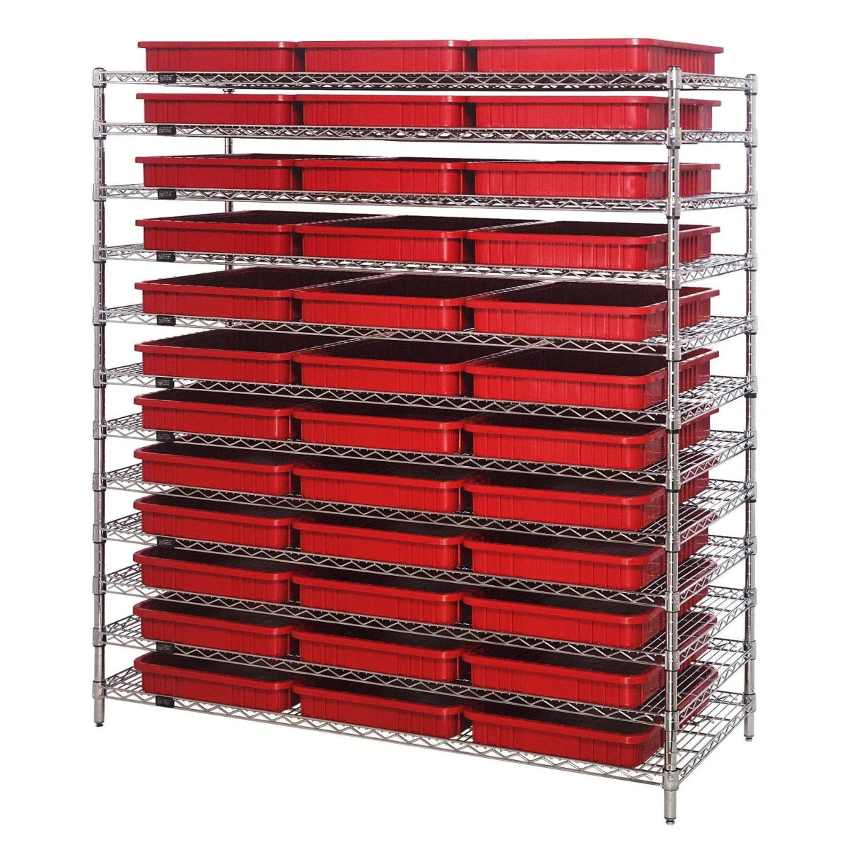 WR12 - 93030 | 24" x 60" x 63" Shelving Unit with 36 Bins - Wire Shelving with Bins > 24" Deep Wire Shelving Units with Bins > Open Front Plastic Bins - Industrial 4 Less