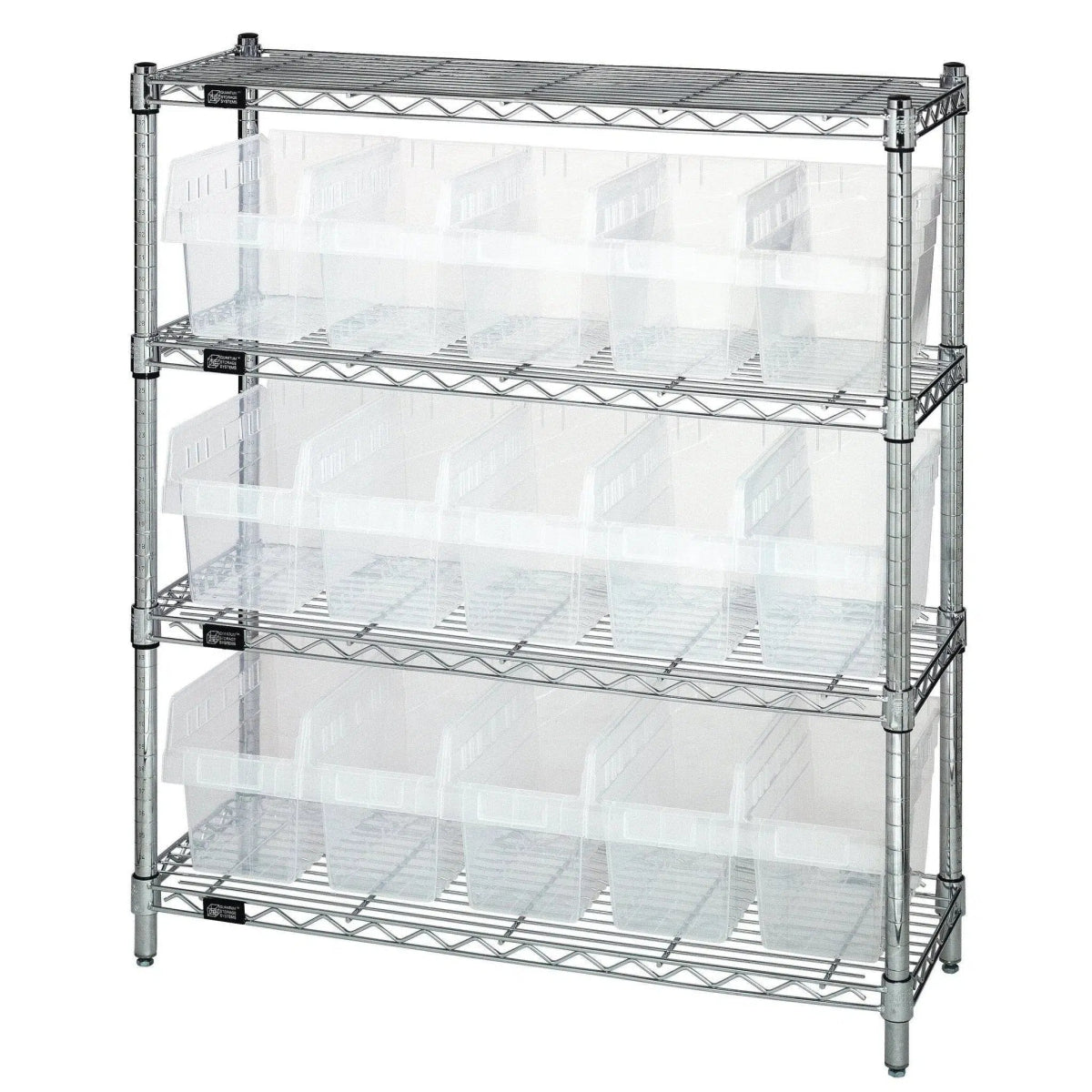 WR4 - 39 - 1236 - 802 | 12" x 36" x 39" Shelving Unit with 15 Bins - Wire Shelving with Bins > 12" - 14" Deep Wire Shelving Units with Bins > Open Front Plastic Bins - Industrial 4 Less