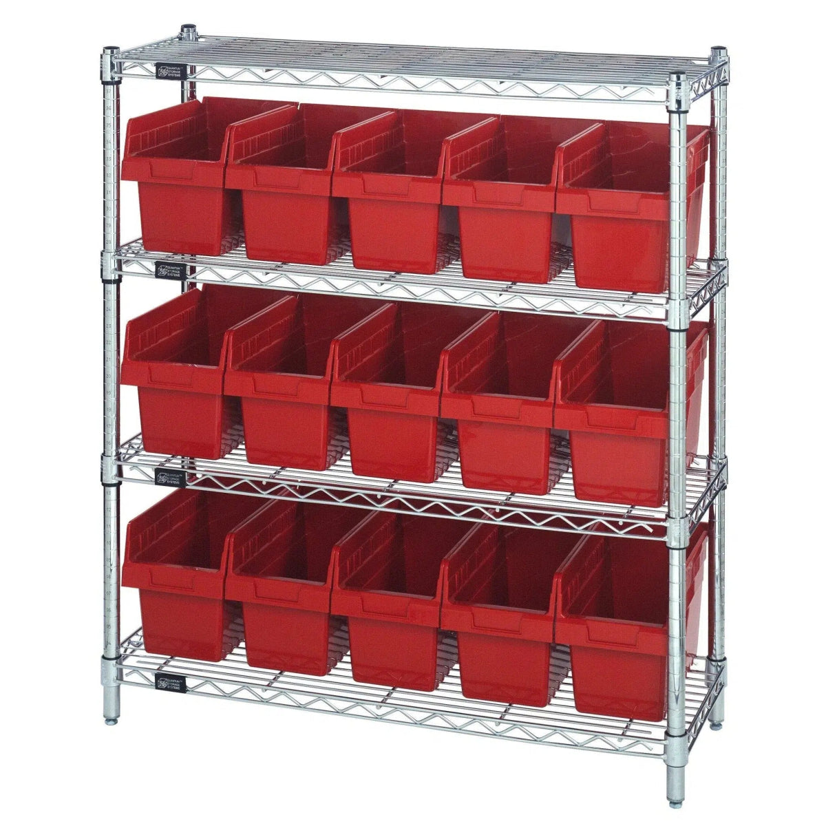 WR4 - 39 - 1236 - 802 | 12" x 36" x 39" Shelving Unit with 15 Bins - Wire Shelving with Bins > 12" - 14" Deep Wire Shelving Units with Bins > Open Front Plastic Bins - Industrial 4 Less