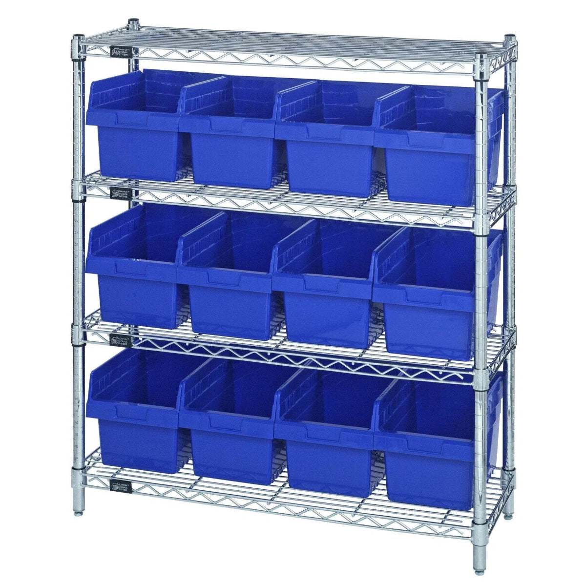 WR4 - 39 - 1236 - 807 | 12" x 36" x 39" Shelving Unit with 12 Bins - Wire Shelving with Bins > 12" - 14" Deep Wire Shelving Units with Bins > Open Front Plastic Bins - Industrial 4 Less