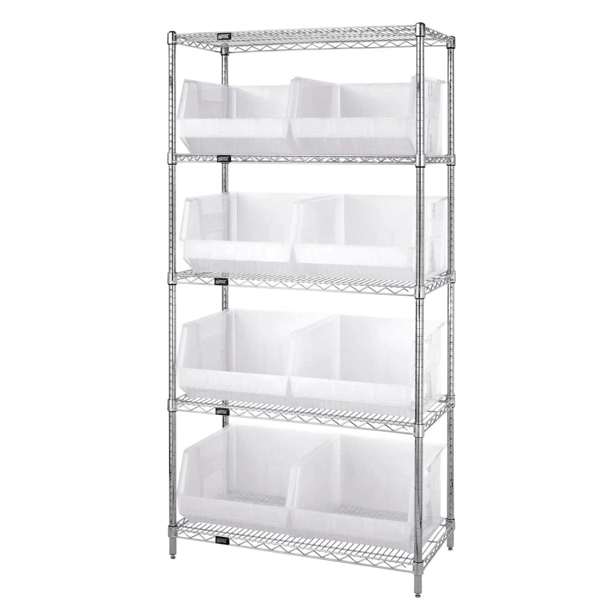 WR5 - 270 | 18" x 42" x 74" Shelving Unit with 8 Bins - Wire Shelving with Bins > 18" - 21" Deep Wire Shelving Units with Bins > Open Front Plastic Bins - Industrial 4 Less