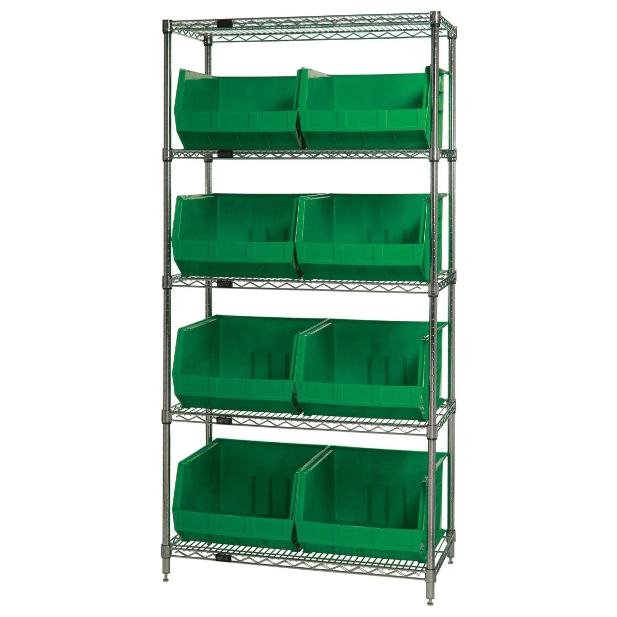 WR5 - 270 | 18" x 42" x 74" Shelving Unit with 8 Bins - Wire Shelving with Bins > 18" - 21" Deep Wire Shelving Units with Bins > Open Front Plastic Bins - Industrial 4 Less