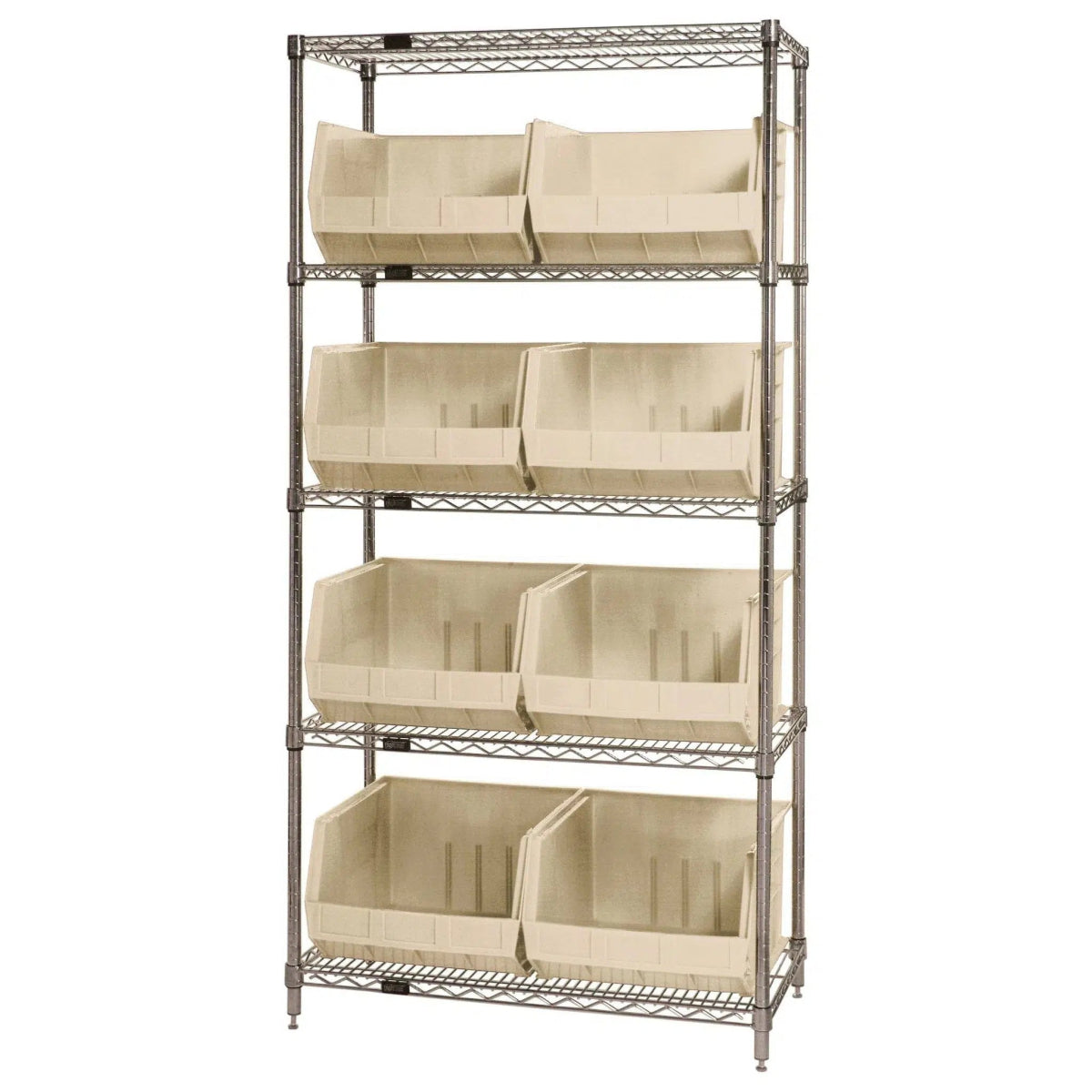 WR5 - 270 | 18" x 42" x 74" Shelving Unit with 8 Bins - Wire Shelving with Bins > 18" - 21" Deep Wire Shelving Units with Bins > Open Front Plastic Bins - Industrial 4 Less