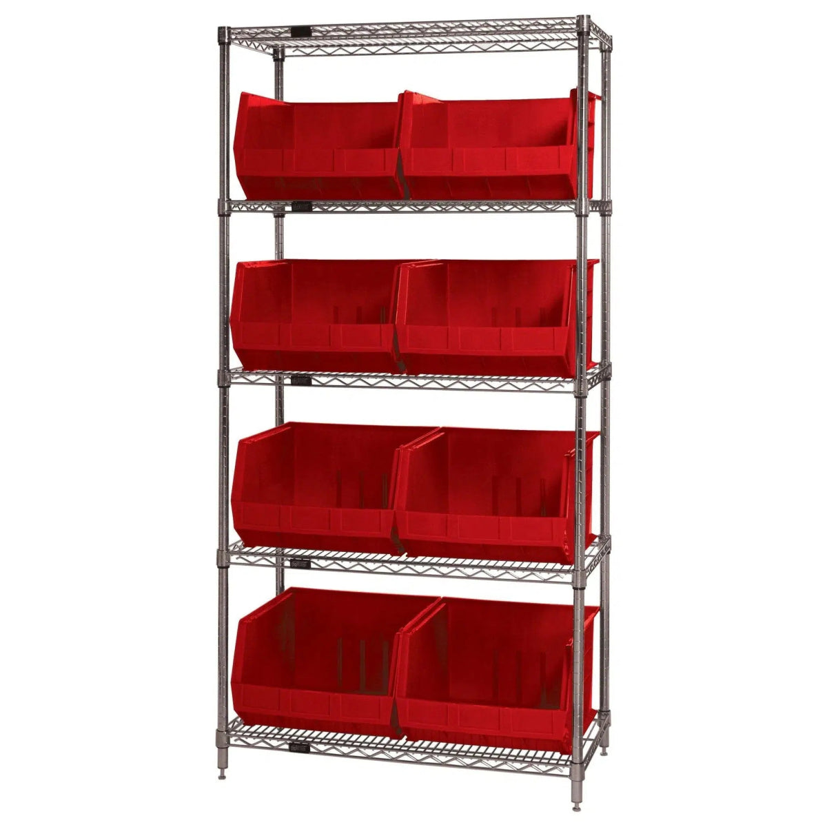 WR5 - 270 | 18" x 42" x 74" Shelving Unit with 8 Bins - Wire Shelving with Bins > 18" - 21" Deep Wire Shelving Units with Bins > Open Front Plastic Bins - Industrial 4 Less