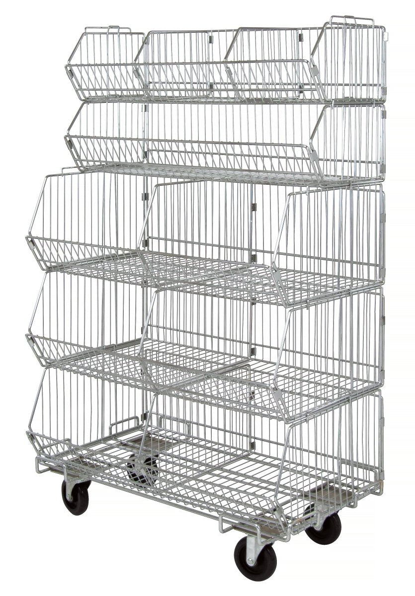 WR5 - 36MSBA | Stacking Metal Wire Basket Shelving - Industrial 4 Less - WR5 - 36MSBA - MOB