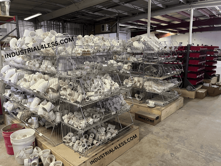 PVC Fitting Storage Rack - Heavy-Duty Wire Basket Shelving for Plumbin