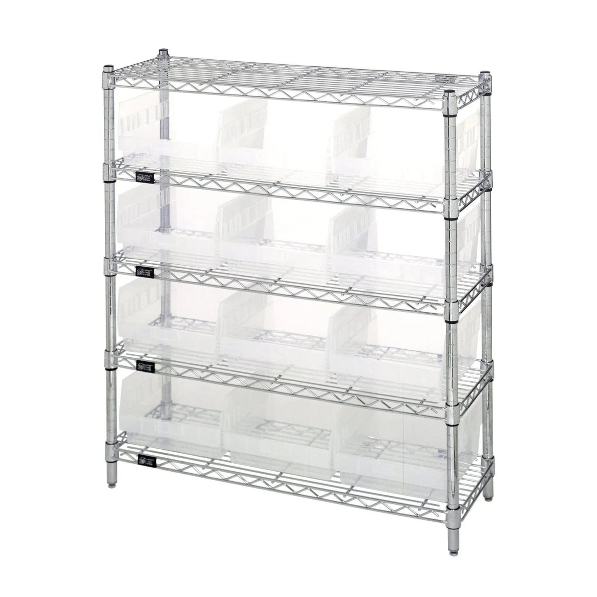 WR5 - 39 - 1236 - 209 | 12" x 36" x 39" Shelving Unit with 12 Bins - Wire Shelving with Bins > 12" - 14" Deep Wire Shelving Units with Bins > Open Front Plastic Bins - Industrial 4 Less