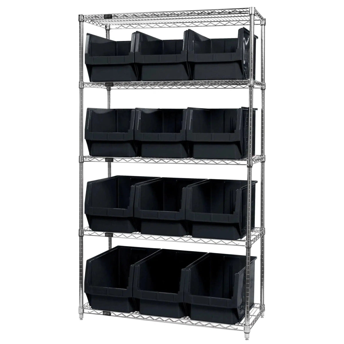 WR5 - 533 | 18" x 42" x 74" Shelving Unit with 12 Bins - Wire Shelving with Bins > 18" - 21" Deep Wire Shelving Units with Bins > Open Front Plastic Bins - Industrial 4 Less