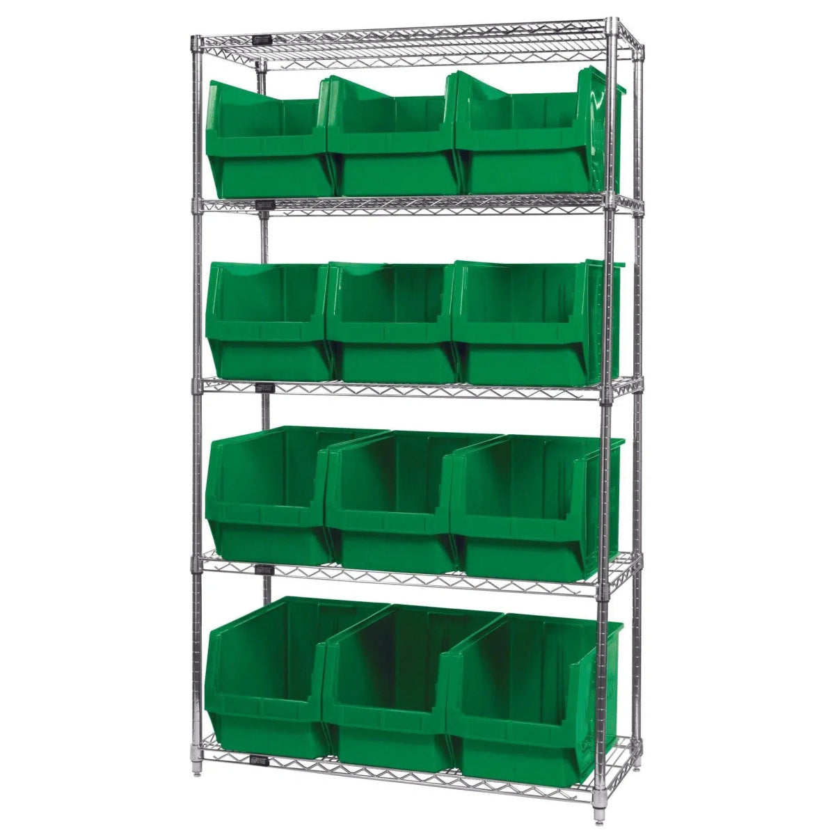 WR5 - 533 | 18" x 42" x 74" Shelving Unit with 12 Bins - Wire Shelving with Bins > 18" - 21" Deep Wire Shelving Units with Bins > Open Front Plastic Bins - Industrial 4 Less