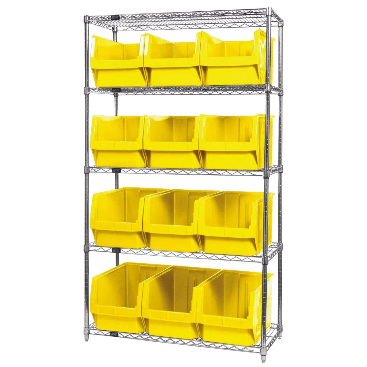 WR5 - 533 | 18" x 42" x 74" Shelving Unit with 12 Bins - Wire Shelving with Bins > 18" - 21" Deep Wire Shelving Units with Bins > Open Front Plastic Bins - Industrial 4 Less