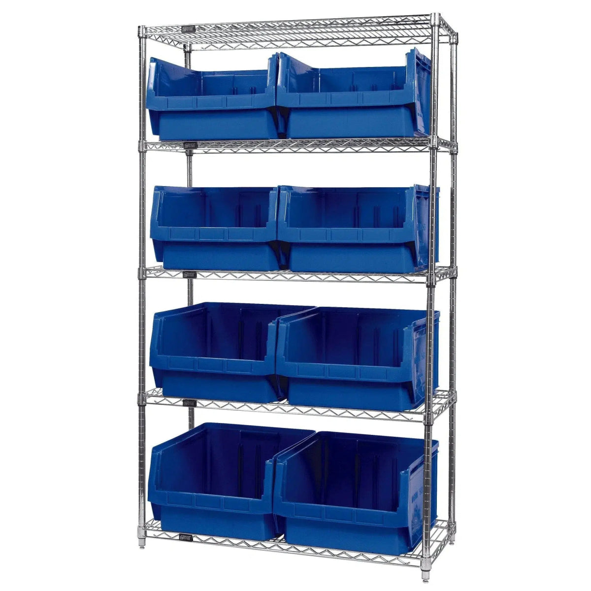 WR5 - 543 | 18" x 42" x 74" Shelving Unit with 8 Bins - Wire Shelving with Bins > 18" - 21" Deep Wire Shelving Units with Bins > Open Front Plastic Bins - Industrial 4 Less