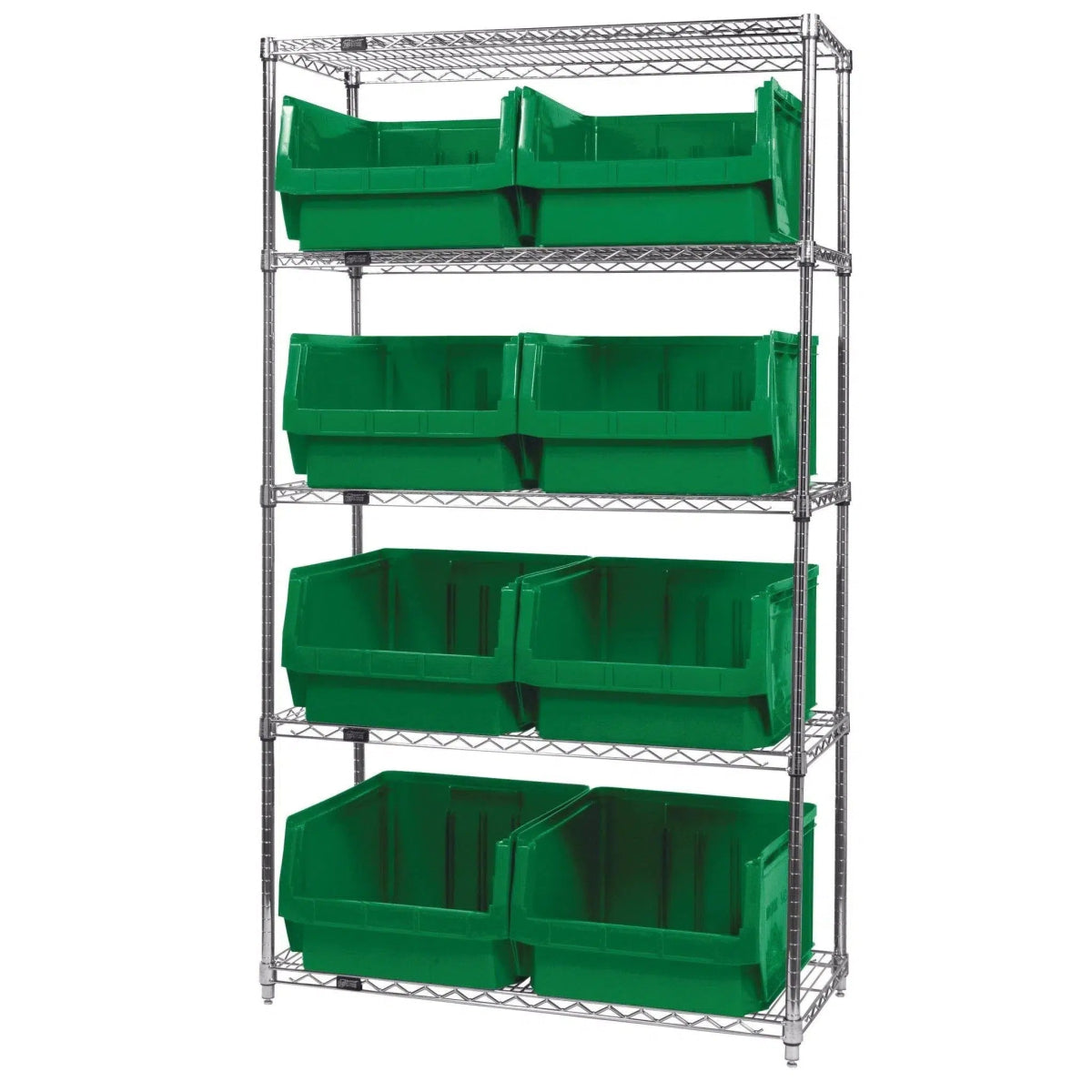 WR5 - 543 | 18" x 42" x 74" Shelving Unit with 8 Bins - Wire Shelving with Bins > 18" - 21" Deep Wire Shelving Units with Bins > Open Front Plastic Bins - Industrial 4 Less