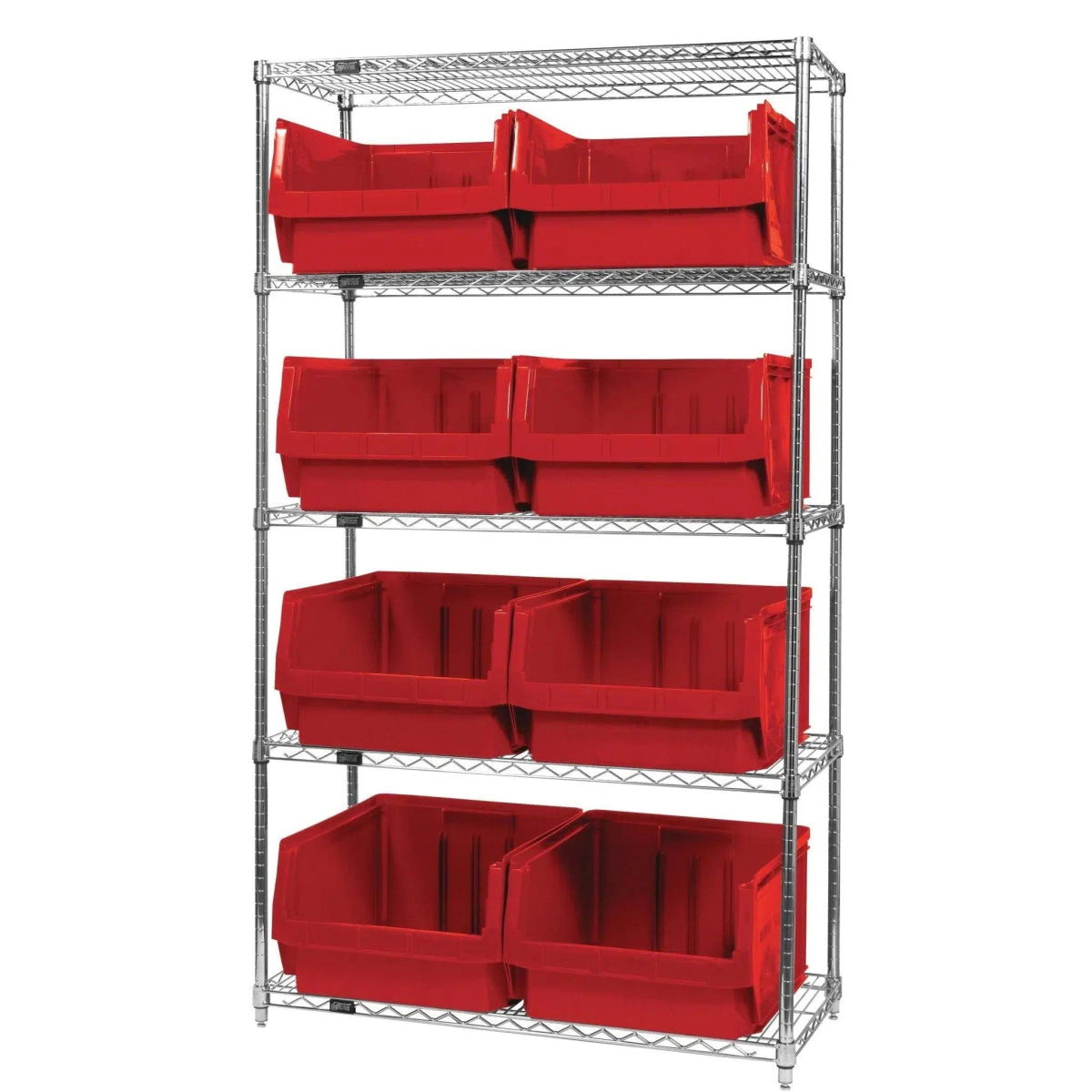 WR5 - 543 | 18" x 42" x 74" Shelving Unit with 8 Bins - Wire Shelving with Bins > 18" - 21" Deep Wire Shelving Units with Bins > Open Front Plastic Bins - Industrial 4 Less