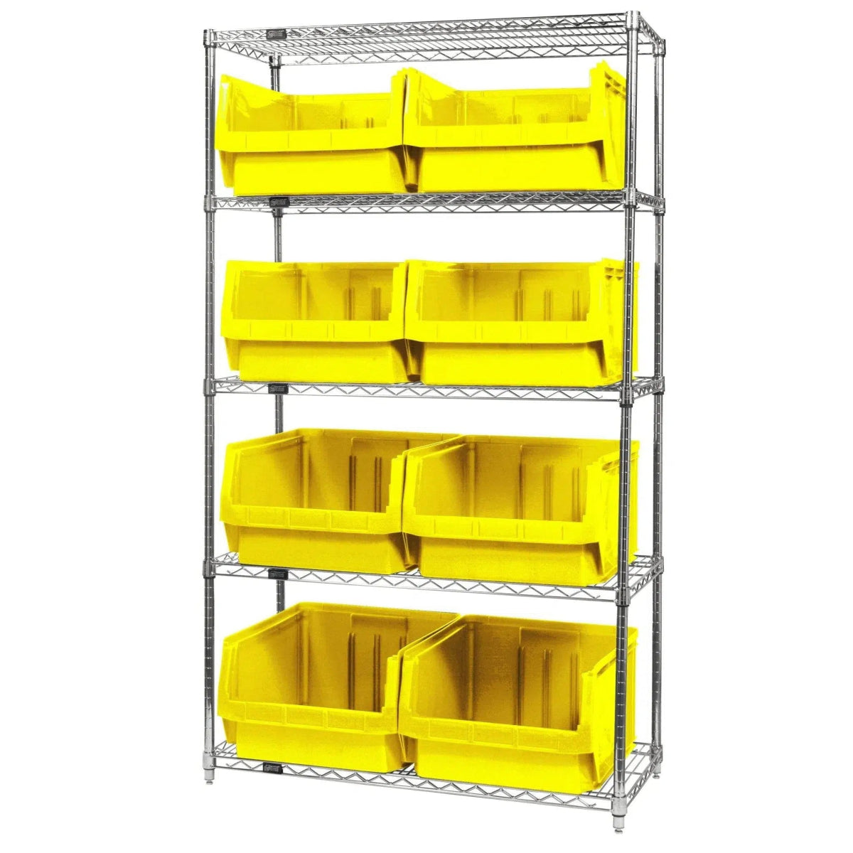 WR5 - 543 | 18" x 42" x 74" Shelving Unit with 8 Bins - Wire Shelving with Bins > 18" - 21" Deep Wire Shelving Units with Bins > Open Front Plastic Bins - Industrial 4 Less