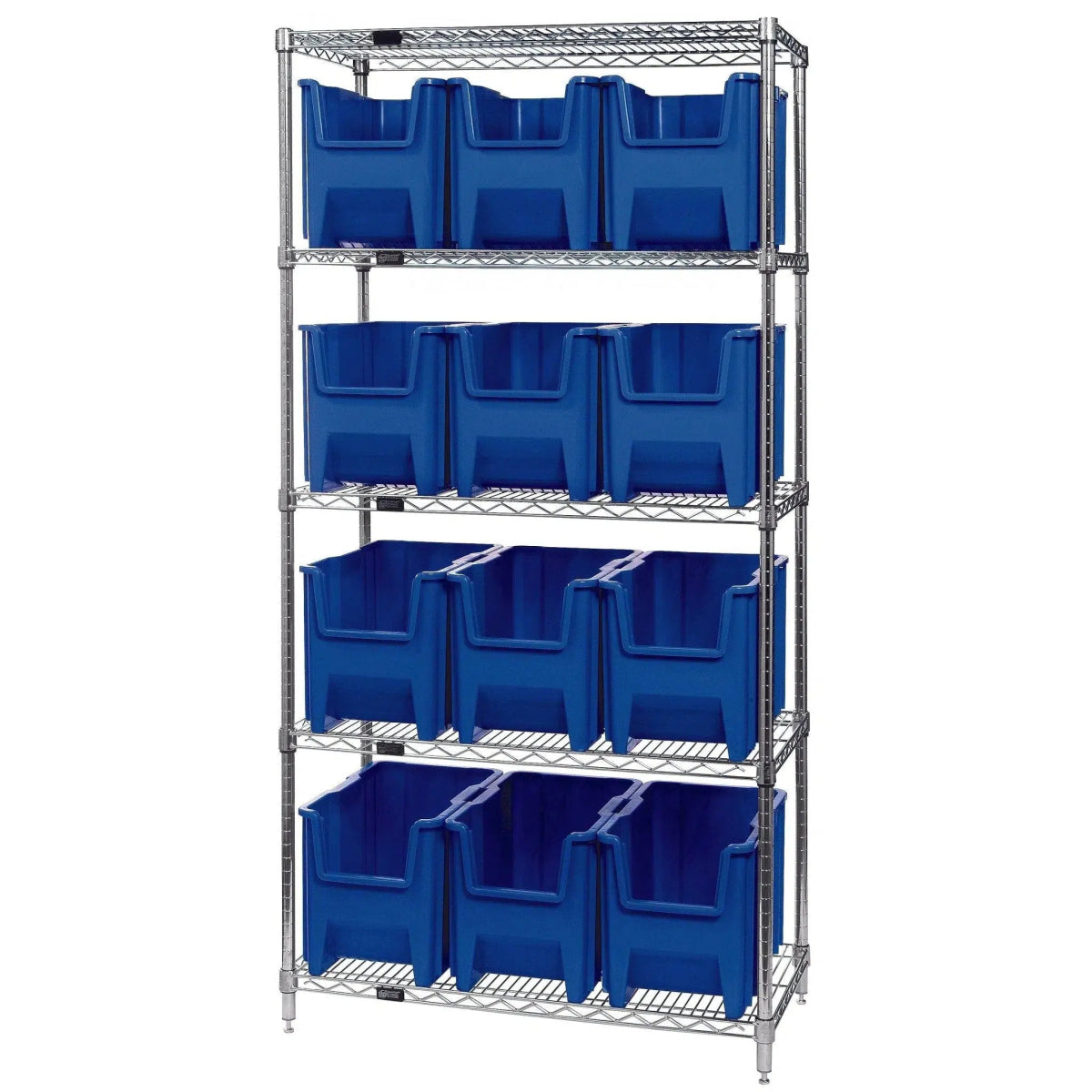 WR5 - 600 | 18" x 36" x 74" Shelving Unit with 12 Bins - Wire Shelving with Bins > 18" - 21" Deep Wire Shelving Units with Bins > Open Front Plastic Bins - Industrial 4 Less