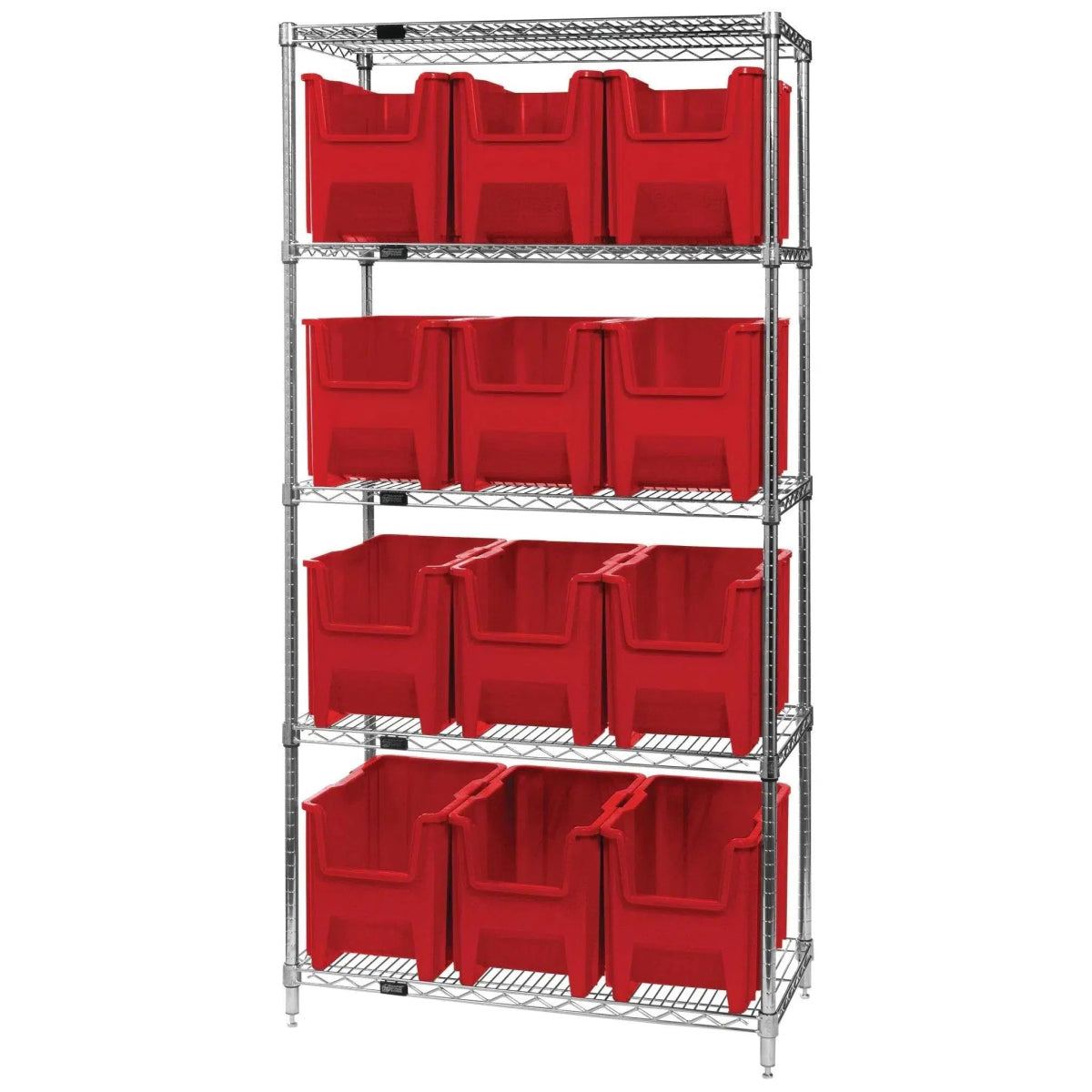 WR5 - 600 | 18" x 36" x 74" Shelving Unit with 12 Bins - Wire Shelving with Bins > 18" - 21" Deep Wire Shelving Units with Bins > Open Front Plastic Bins - Industrial 4 Less