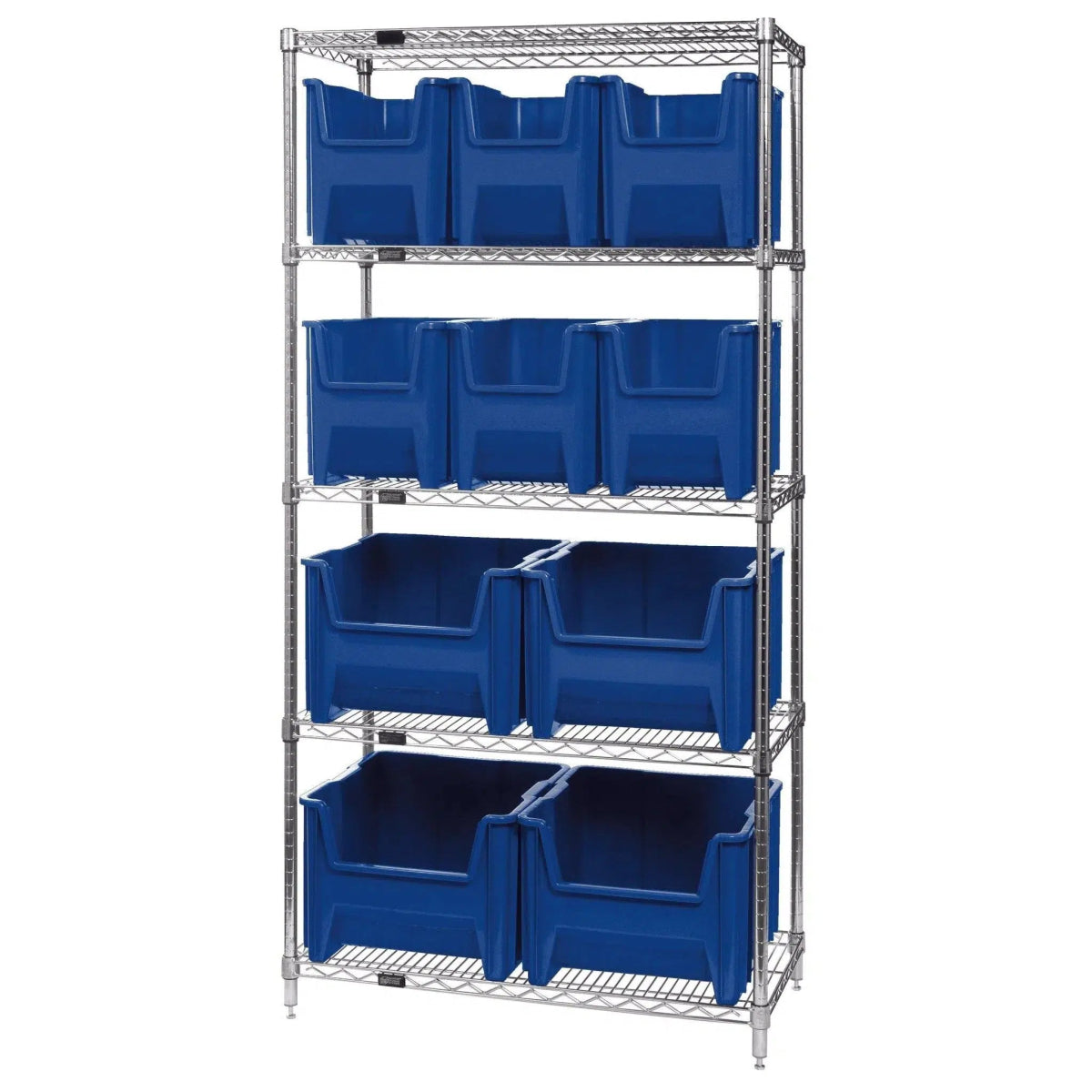 WR5 - 600800 | 18" x 36" x 74" Shelving Unit with 10 Bins - Wire Shelving with Bins > 18" - 21" Deep Wire Shelving Units with Bins > Open Front Plastic Bins - Industrial 4 Less