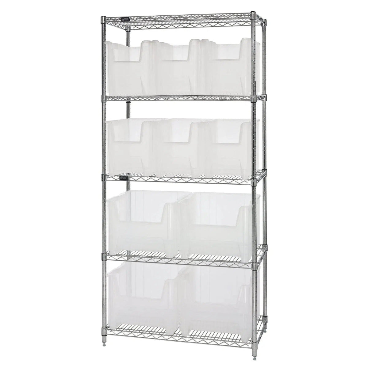 WR5 - 600800 | 18" x 36" x 74" Shelving Unit with 10 Bins - Wire Shelving with Bins > 18" - 21" Deep Wire Shelving Units with Bins > Open Front Plastic Bins - Industrial 4 Less