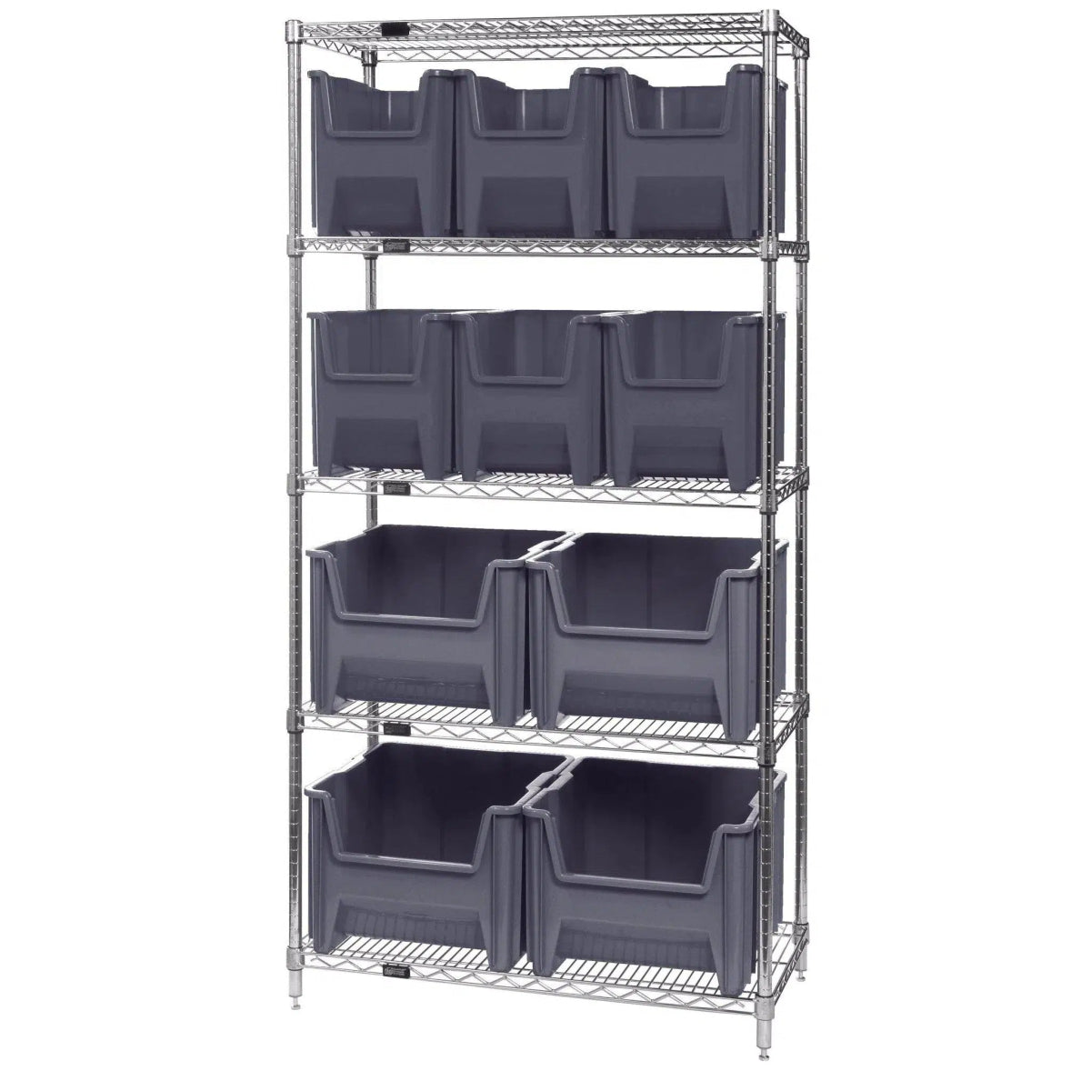 WR5 - 600800 | 18" x 36" x 74" Shelving Unit with 10 Bins - Wire Shelving with Bins > 18" - 21" Deep Wire Shelving Units with Bins > Open Front Plastic Bins - Industrial 4 Less