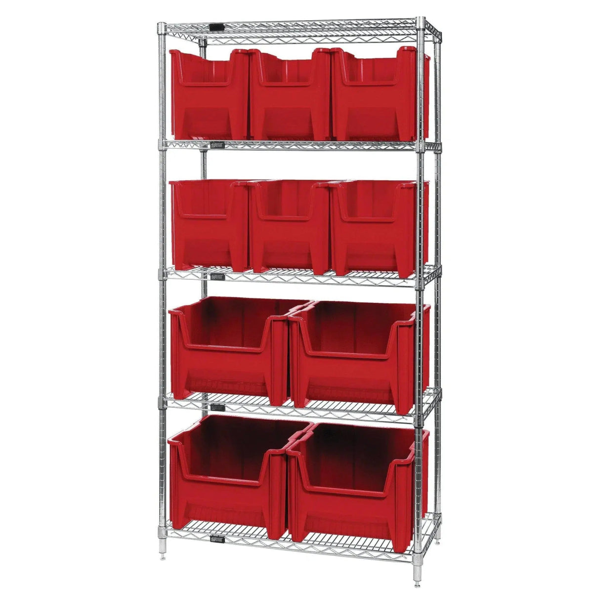 WR5 - 600800 | 18" x 36" x 74" Shelving Unit with 10 Bins - Wire Shelving with Bins > 18" - 21" Deep Wire Shelving Units with Bins > Open Front Plastic Bins - Industrial 4 Less