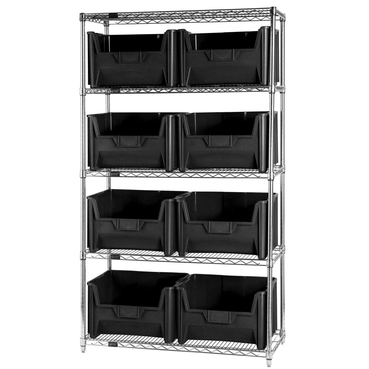 WR5 - 700 | 18" x 42" x 74" Shelving Unit with 8 Bins - Wire Shelving with Bins > 18" - 21" Deep Wire Shelving Units with Bins > Open Front Plastic Bins - Industrial 4 Less