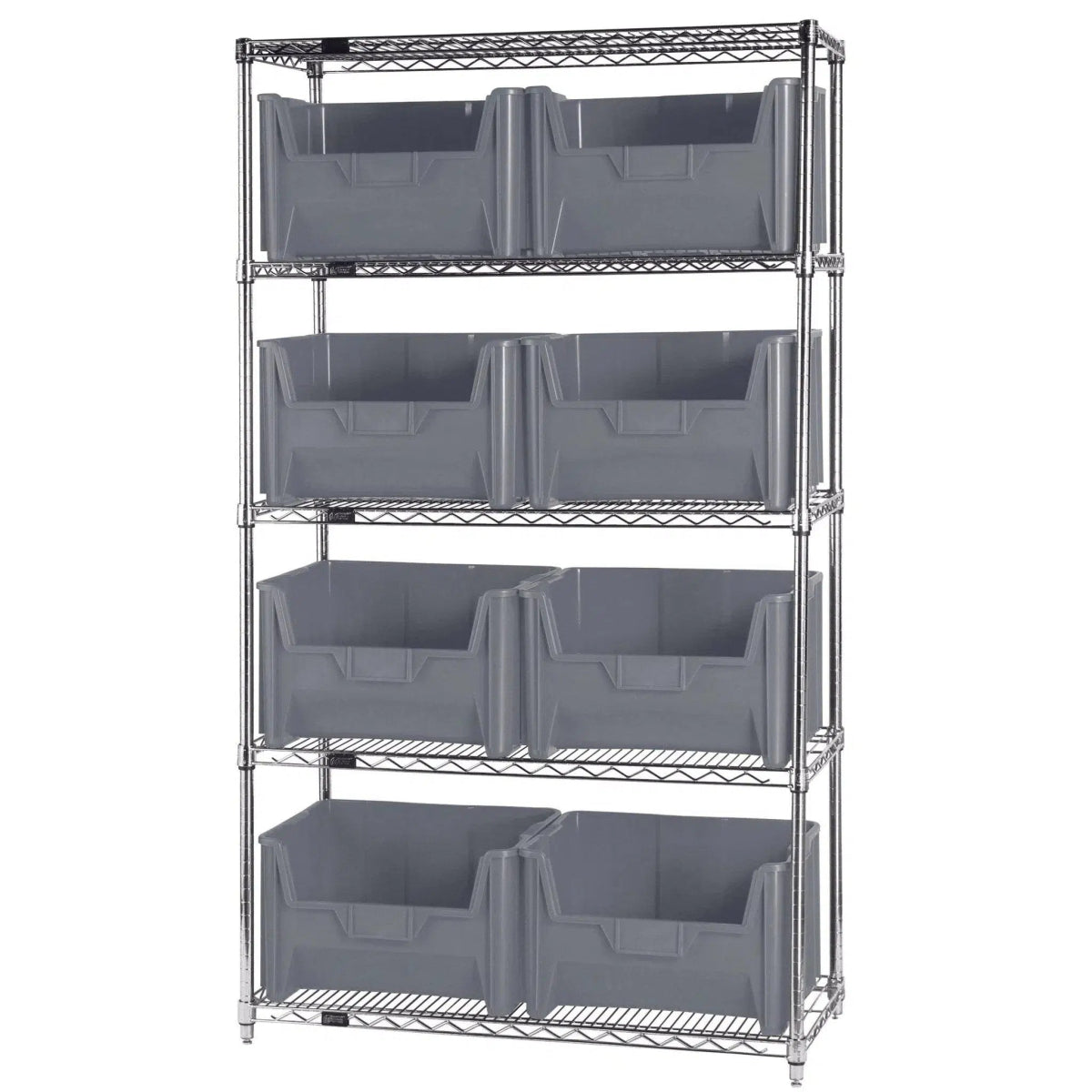 WR5 - 700 | 18" x 42" x 74" Shelving Unit with 8 Bins - Wire Shelving with Bins > 18" - 21" Deep Wire Shelving Units with Bins > Open Front Plastic Bins - Industrial 4 Less