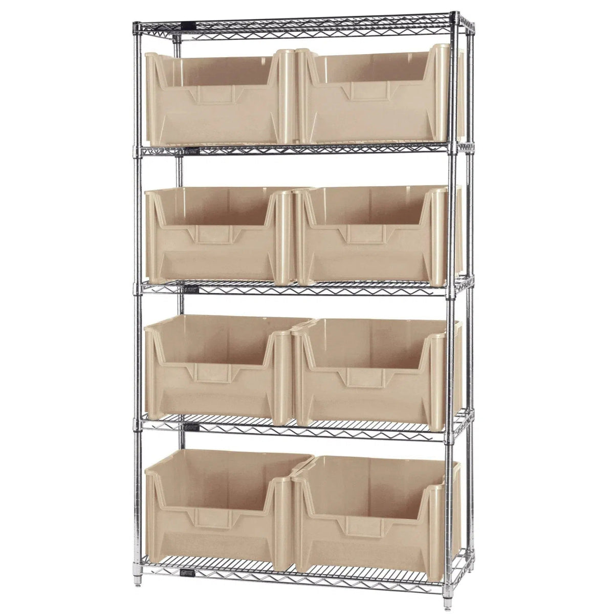 WR5 - 700 | 18" x 42" x 74" Shelving Unit with 8 Bins - Wire Shelving with Bins > 18" - 21" Deep Wire Shelving Units with Bins > Open Front Plastic Bins - Industrial 4 Less