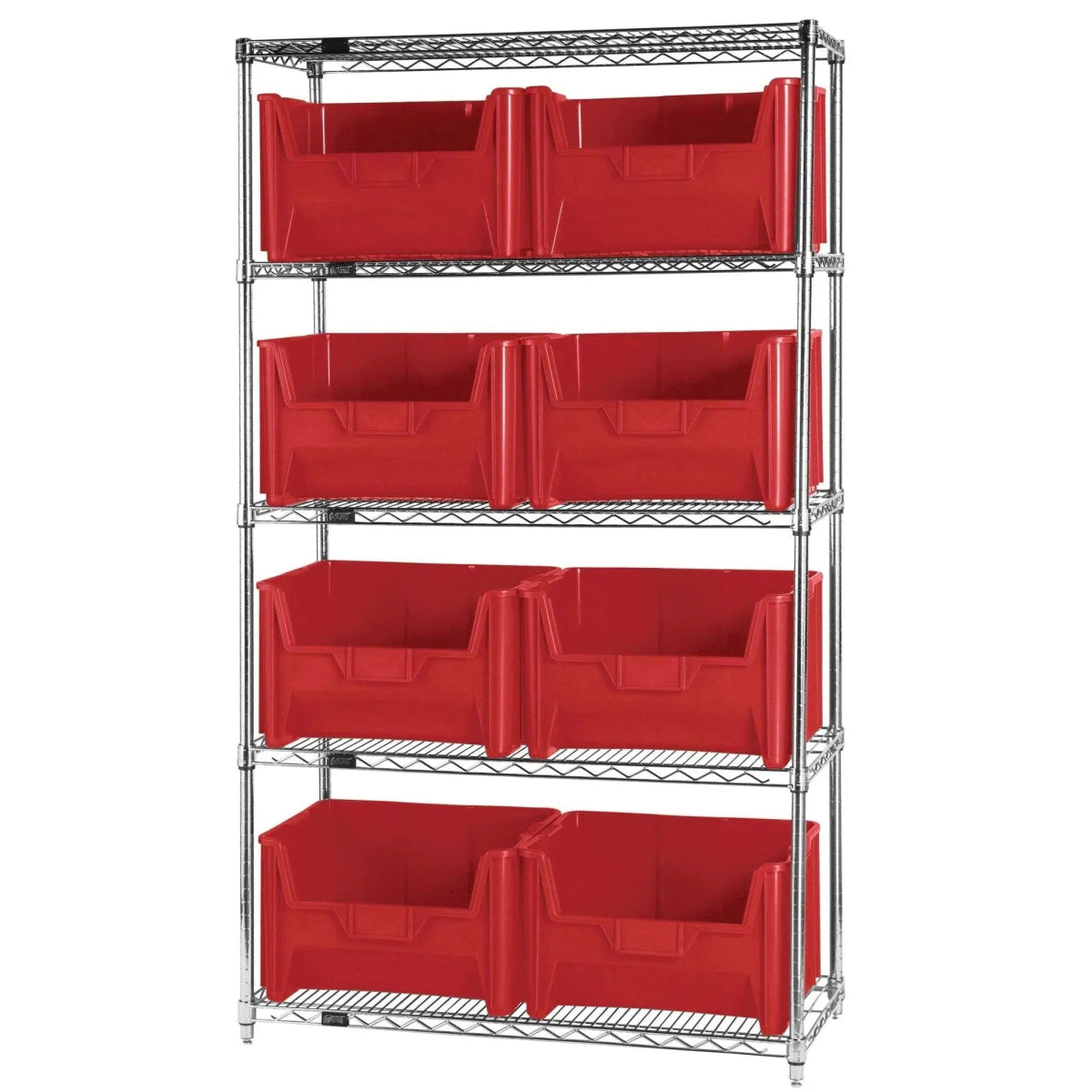 WR5 - 700 | 18" x 42" x 74" Shelving Unit with 8 Bins - Wire Shelving with Bins > 18" - 21" Deep Wire Shelving Units with Bins > Open Front Plastic Bins - Industrial 4 Less