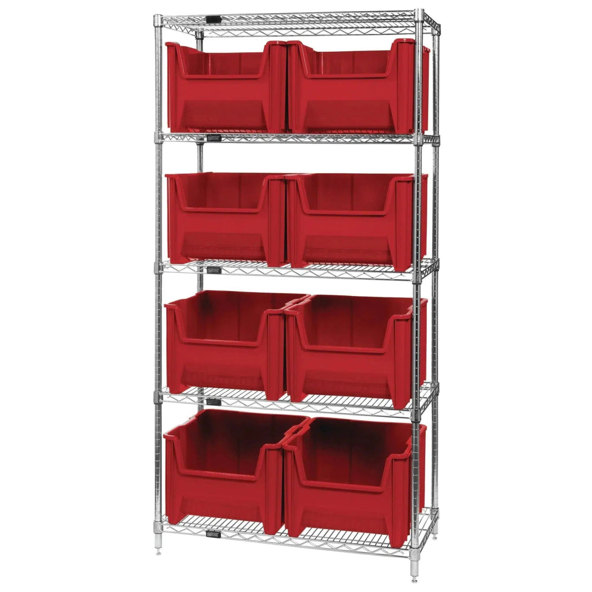 WR5 - 800 | 18" x 36" x 74" Shelving Unit with 8 Bins - Wire Shelving with Bins > 18" - 21" Deep Wire Shelving Units with Bins > Open Front Plastic Bins - Industrial 4 Less