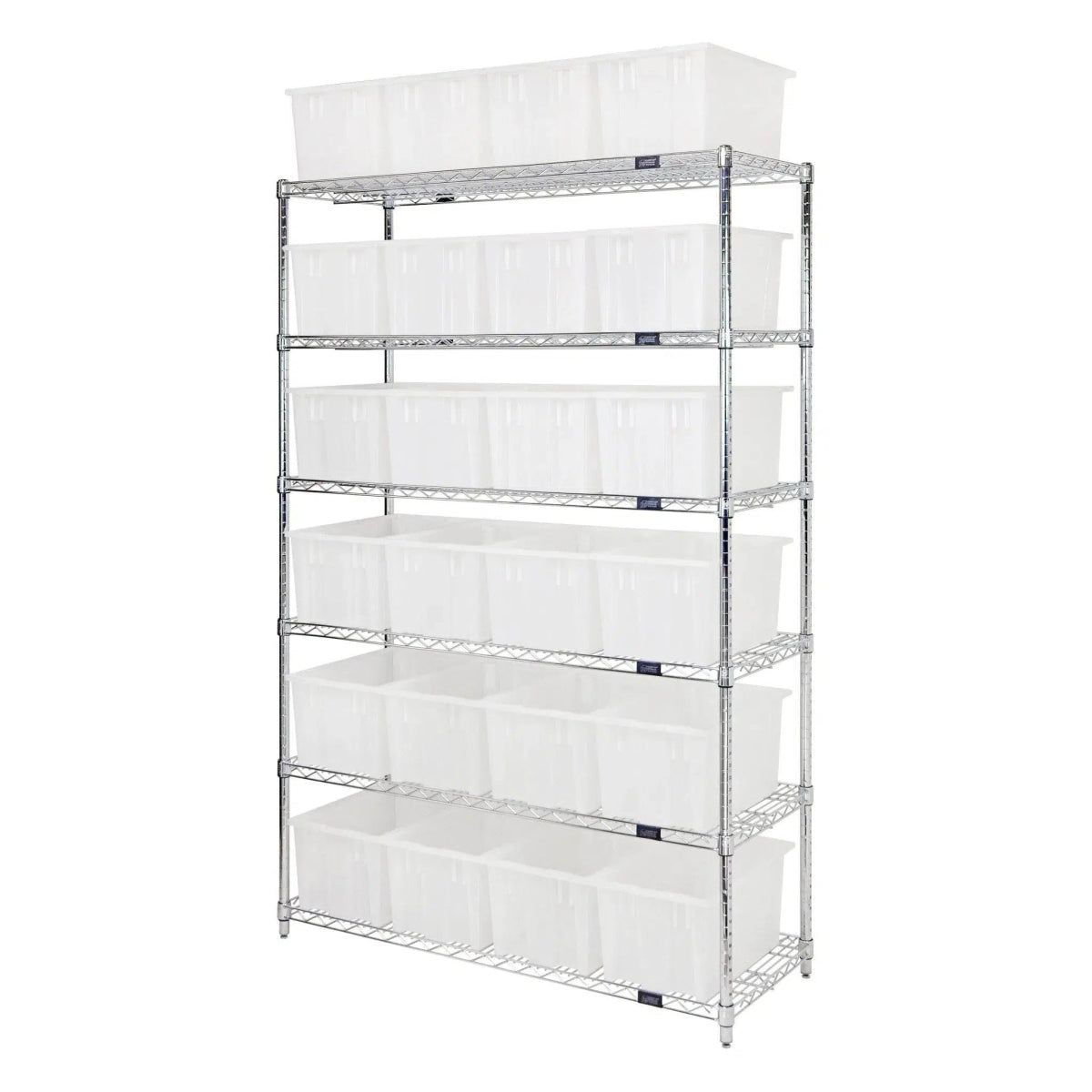 WR6 - 24185 | 18" x 48" x 74" Shelving Unit with 24 Bins - Wire Shelving with Bins > 18" - 21" Deep Wire Shelving Units with Bins > Open Front Plastic Bins - Industrial 4 Less