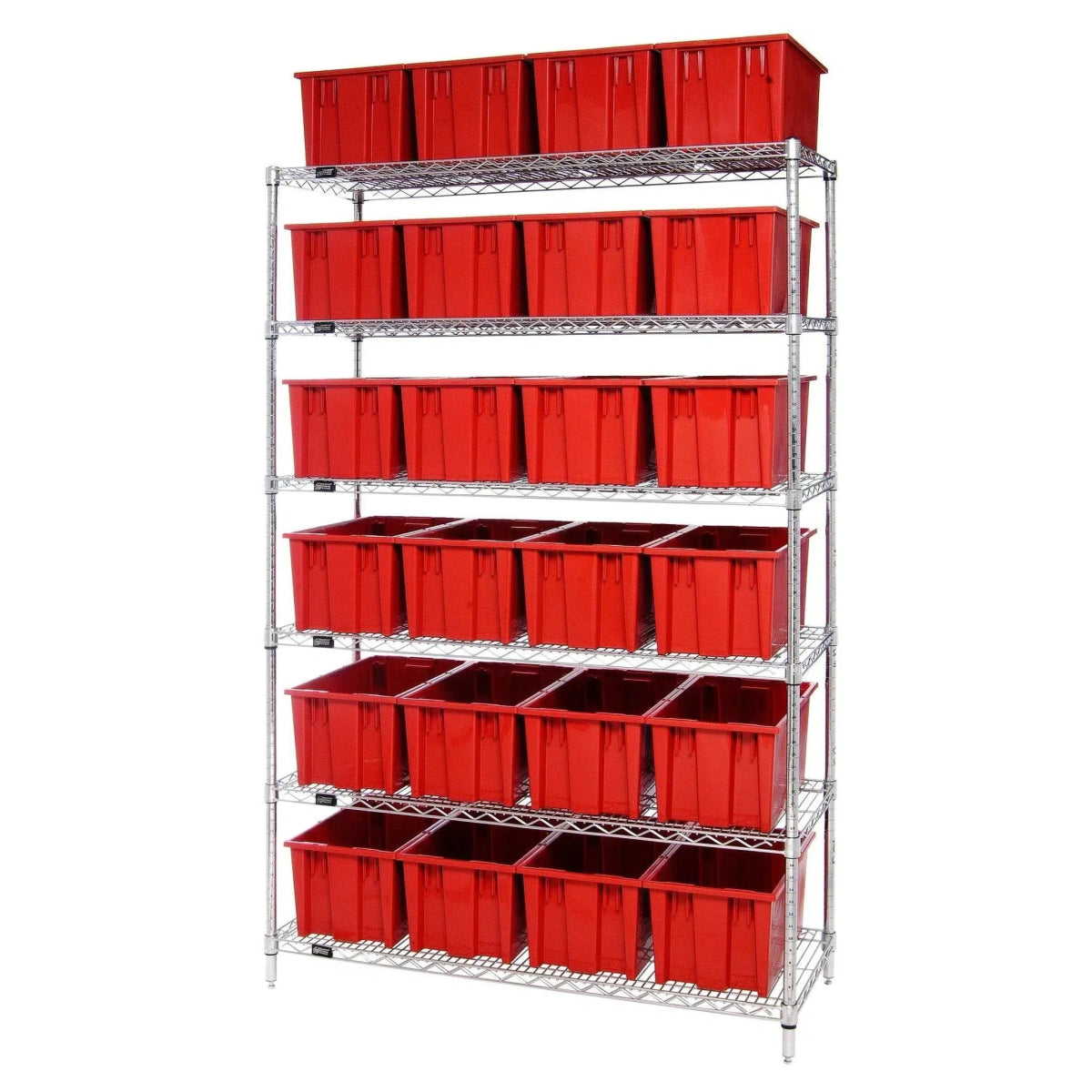 WR6 - 24185 | 18" x 48" x 74" Shelving Unit with 24 Bins - Wire Shelving with Bins > 18" - 21" Deep Wire Shelving Units with Bins > Open Front Plastic Bins - Industrial 4 Less