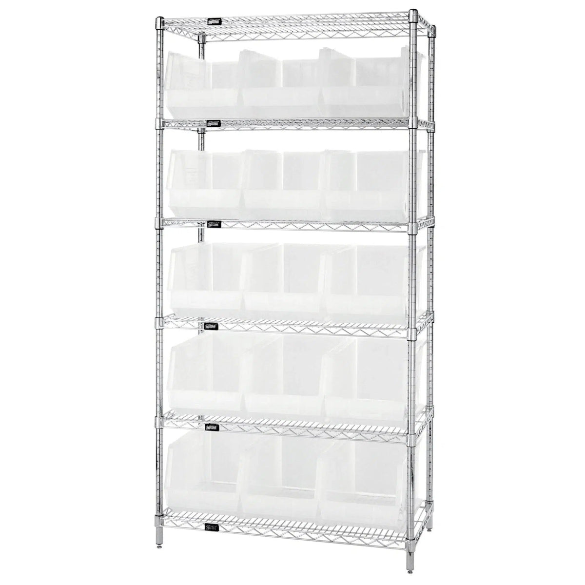 WR6 - 260 | 18" x 36" x 74" Shelving Unit with 15 Bins - Wire Shelving with Bins > 18" - 21" Deep Wire Shelving Units with Bins > Open Front Plastic Bins - Industrial 4 Less