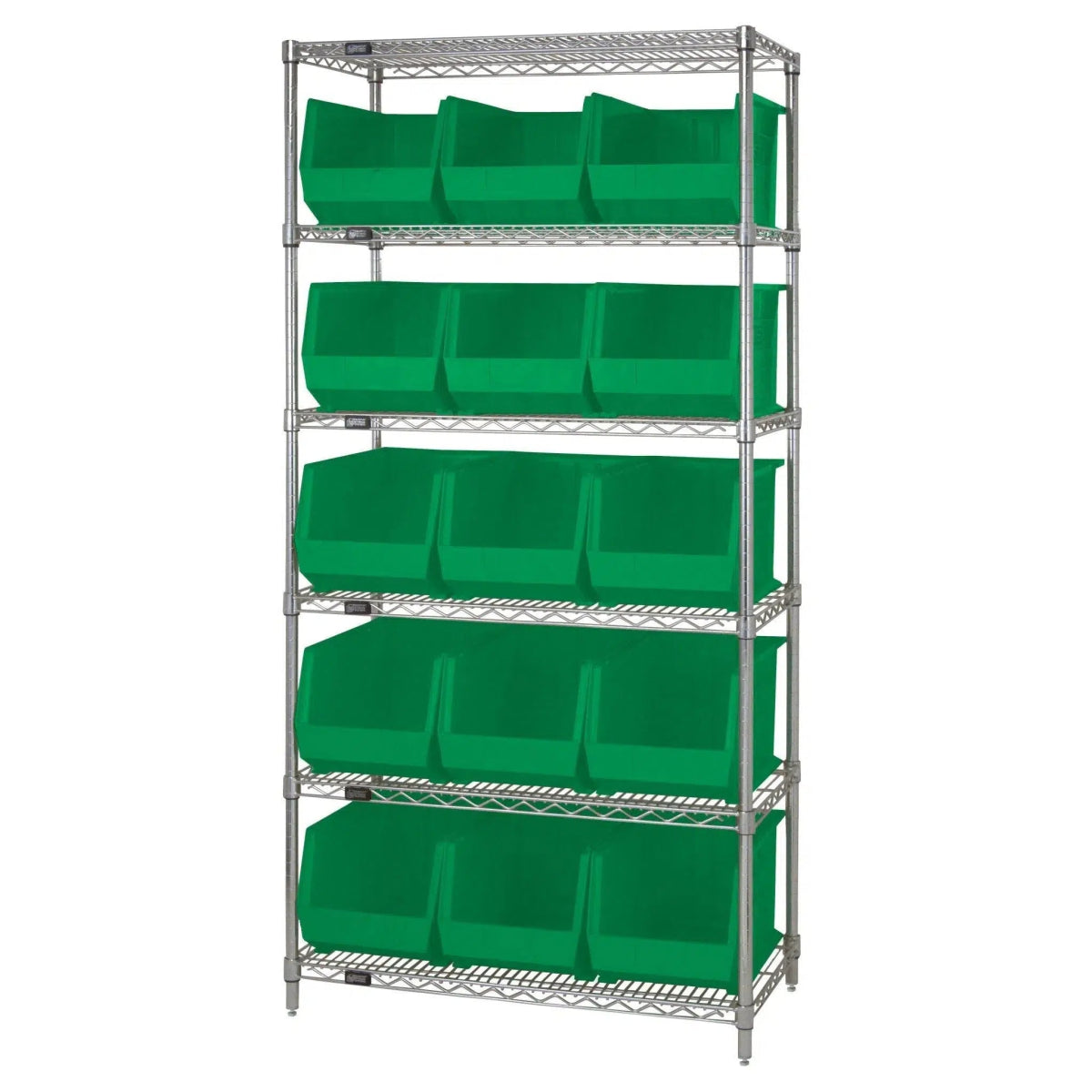 WR6 - 260 | 18" x 36" x 74" Shelving Unit with 15 Bins - Wire Shelving with Bins > 18" - 21" Deep Wire Shelving Units with Bins > Open Front Plastic Bins - Industrial 4 Less