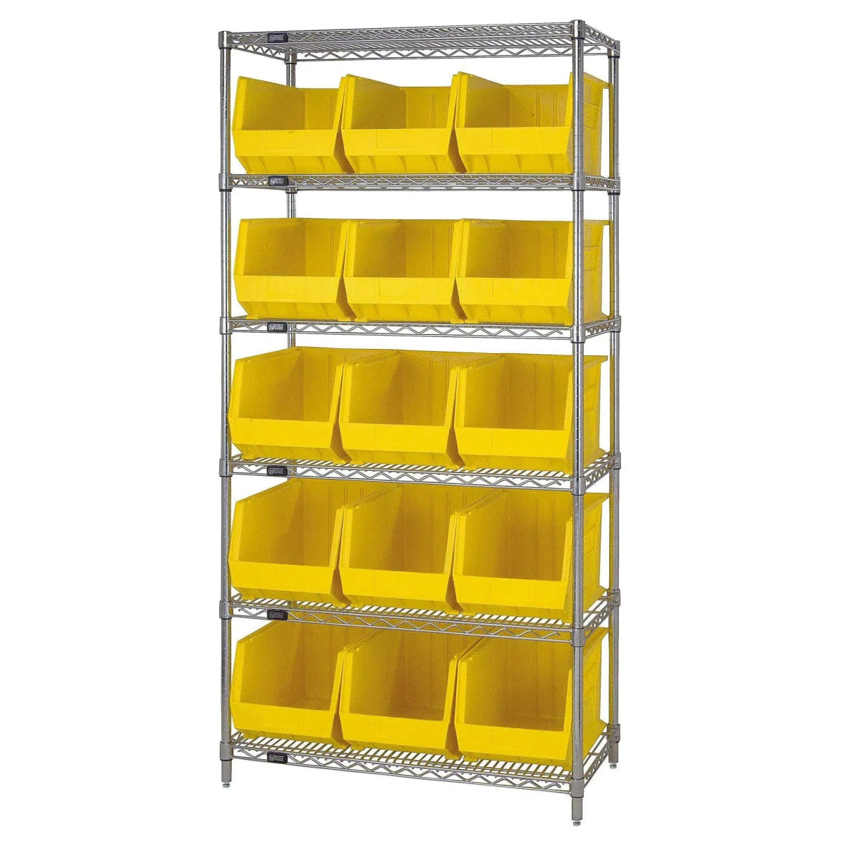 WR6 - 260 | 18" x 36" x 74" Shelving Unit with 15 Bins - Wire Shelving with Bins > 18" - 21" Deep Wire Shelving Units with Bins > Open Front Plastic Bins - Industrial 4 Less