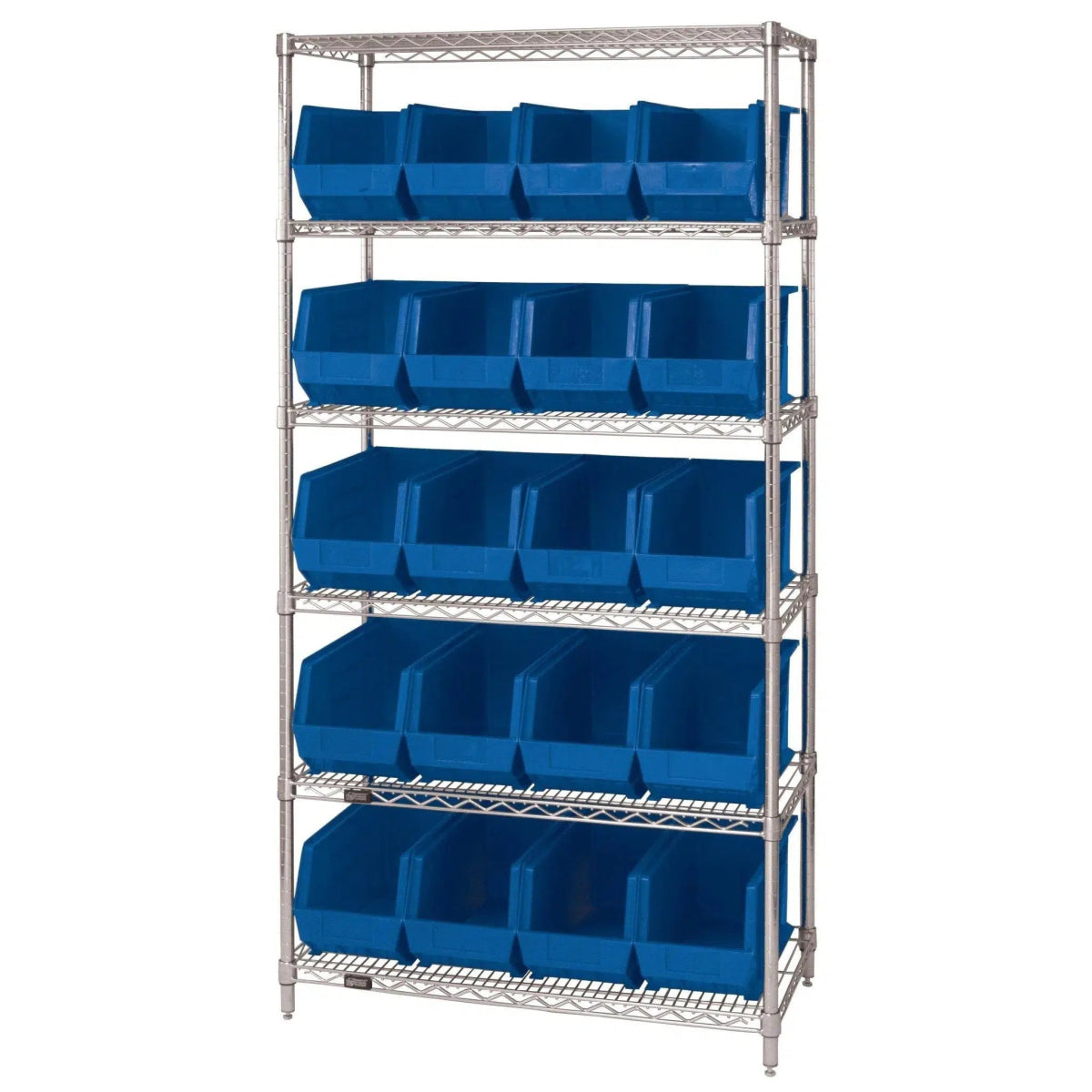 WR6 - 265 | 18" x 36" x 74" Shelving Unit with 20 Bins - Wire Shelving with Bins > 18" - 21" Deep Wire Shelving Units with Bins > Open Front Plastic Bins - Industrial 4 Less