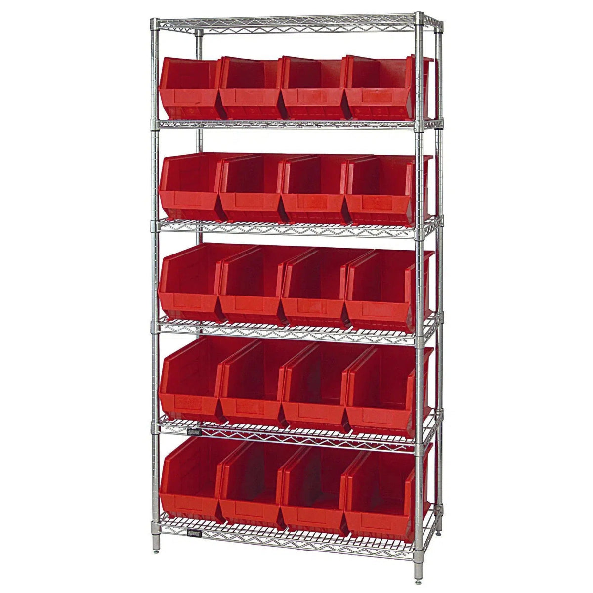 WR6 - 265 | 18" x 36" x 74" Shelving Unit with 20 Bins - Wire Shelving with Bins > 18" - 21" Deep Wire Shelving Units with Bins > Open Front Plastic Bins - Industrial 4 Less