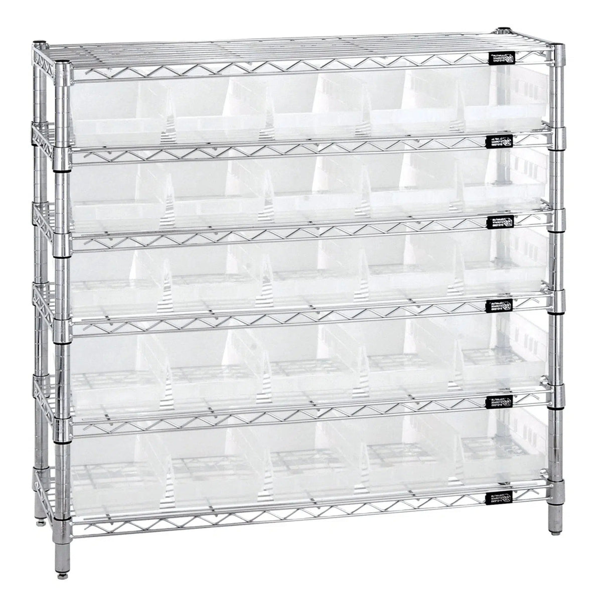 WR6 - 36 - 1236 - 102 | 12" x 36" x 36" Shelving Unit with 25 Bins - Wire Shelving with Bins > 12" - 14" Deep Wire Shelving Units with Bins > Open Front Plastic Bins - Industrial 4 Less