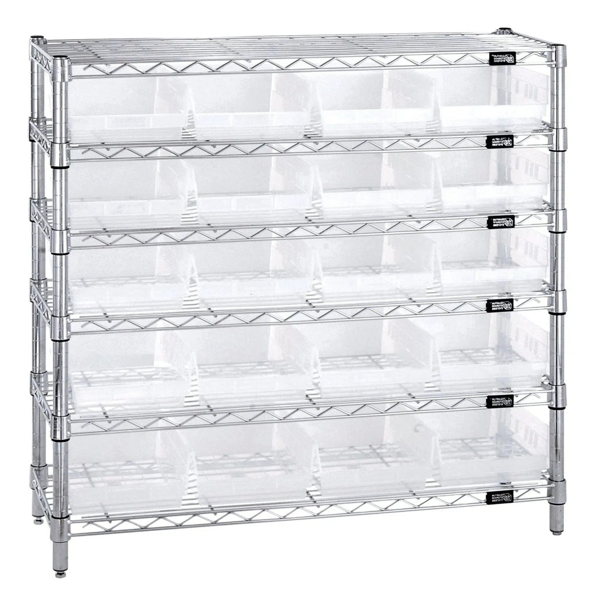 WR6 - 36 - 1236 - 107 | 12" x 36" x 36" Shelving Unit with 20 Bins - Wire Shelving with Bins > 12" - 14" Deep Wire Shelving Units with Bins > Open Front Plastic Bins - Industrial 4 Less