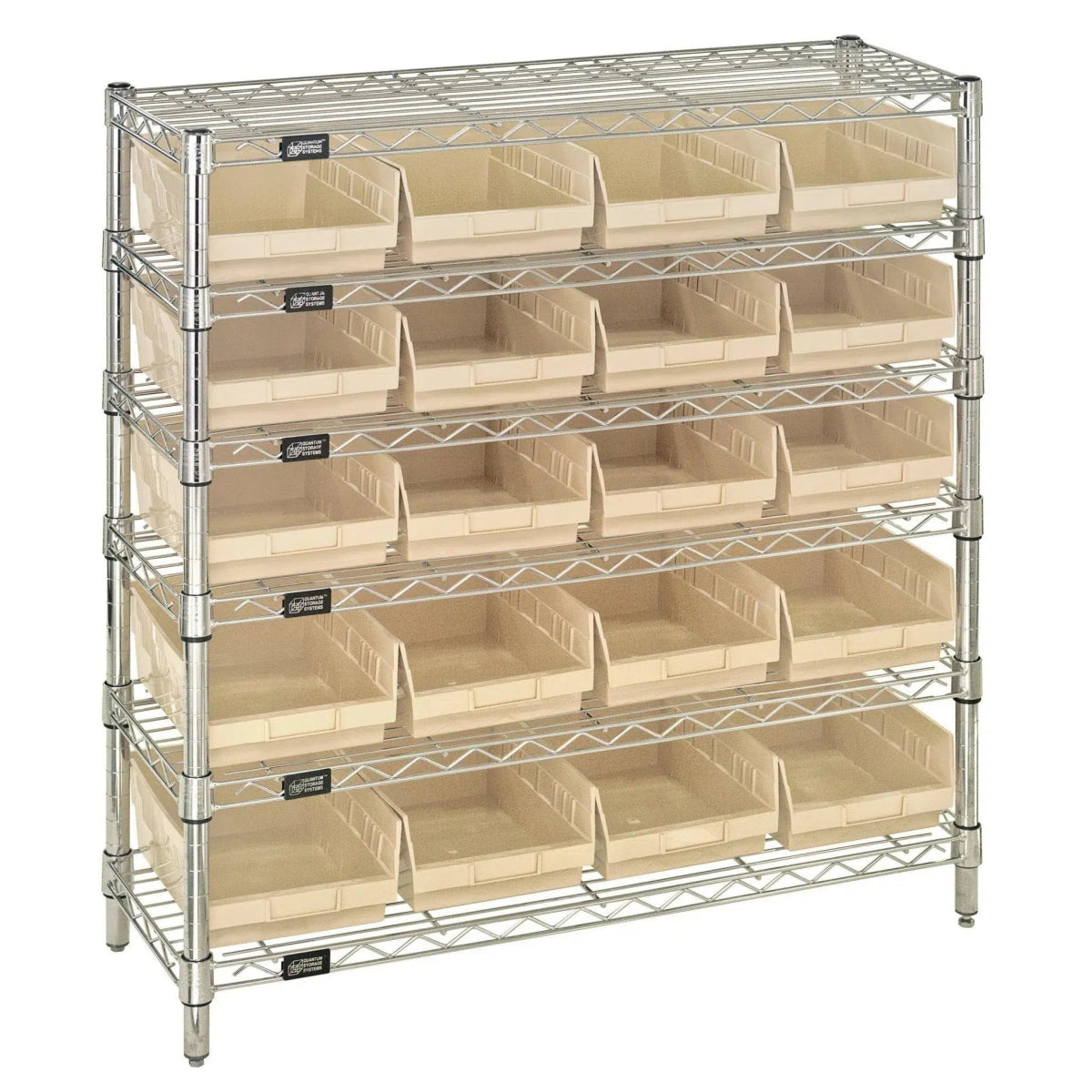 WR6 - 36 - 1236 - 107 | 12" x 36" x 36" Shelving Unit with 20 Bins - Wire Shelving with Bins > 12" - 14" Deep Wire Shelving Units with Bins > Open Front Plastic Bins - Industrial 4 Less