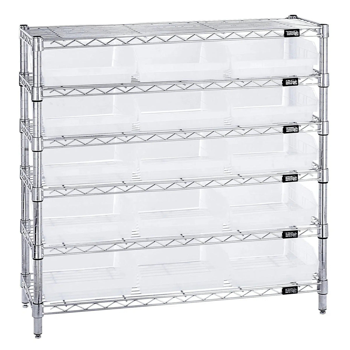 WR6 - 36 - 1236 - 109 | 12" x 36" x 36" Shelving Unit with 15 Bins - Wire Shelving with Bins > 12" - 14" Deep Wire Shelving Units with Bins > Open Front Plastic Bins - Industrial 4 Less