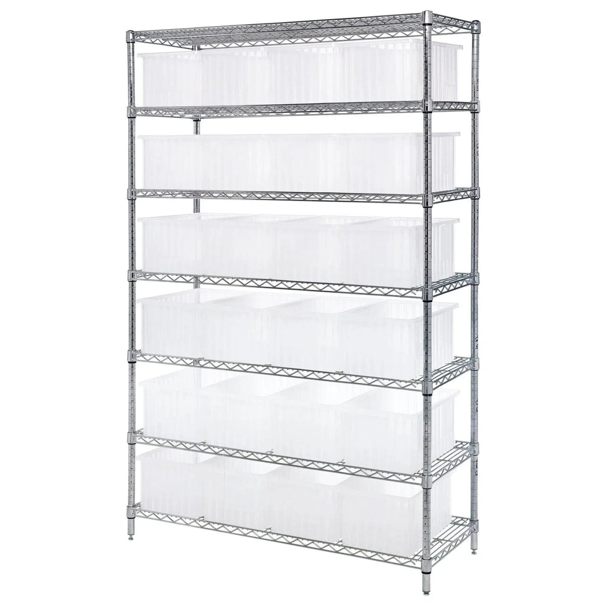 WR7 - 92080 | 18" x 48" x 74" Shelving Unit with 24 Bins - Wire Shelving with Bins > 18" - 21" Deep Wire Shelving Units with Bins > Open Front Plastic Bins - Industrial 4 Less