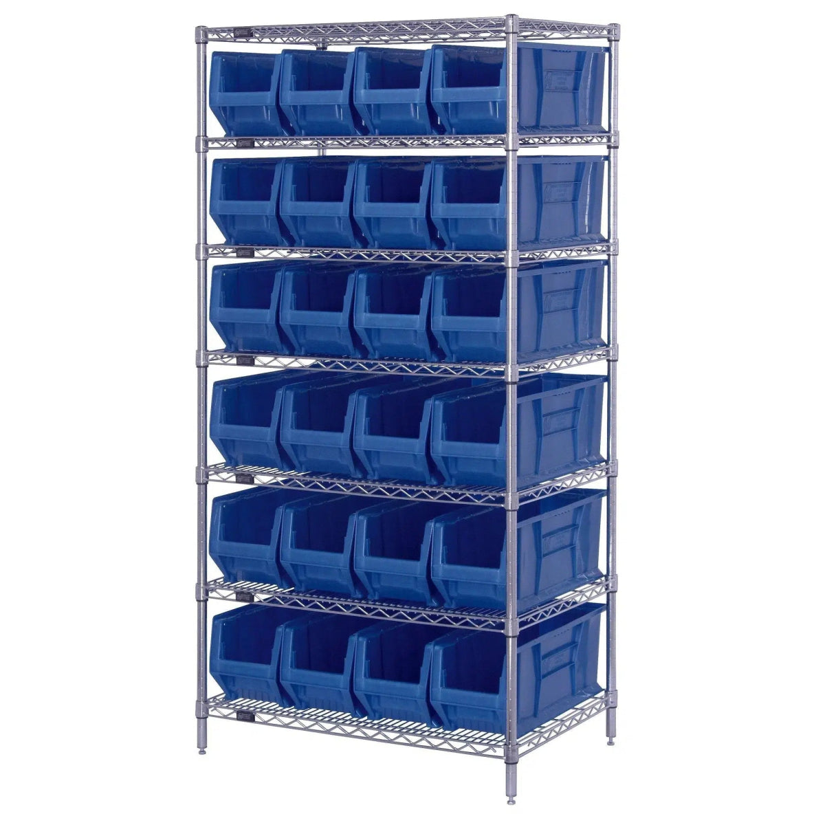 WR7 - 951 | 24" x 36" x 74" Shelving Unit with 24 Bins - Wire Shelving with Bins > 24" Deep Wire Shelving Units with Bins > Open Front Plastic Bins - Industrial 4 Less