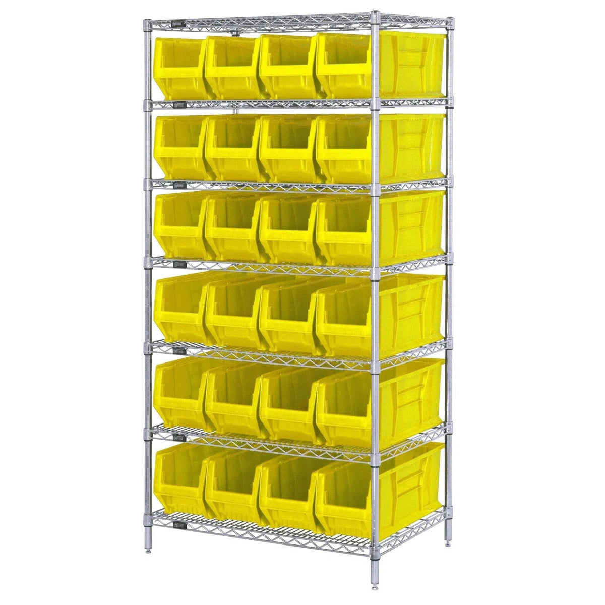 WR7 - 951 | 24" x 36" x 74" Shelving Unit with 24 Bins - Wire Shelving with Bins > 24" Deep Wire Shelving Units with Bins > Open Front Plastic Bins - Industrial 4 Less