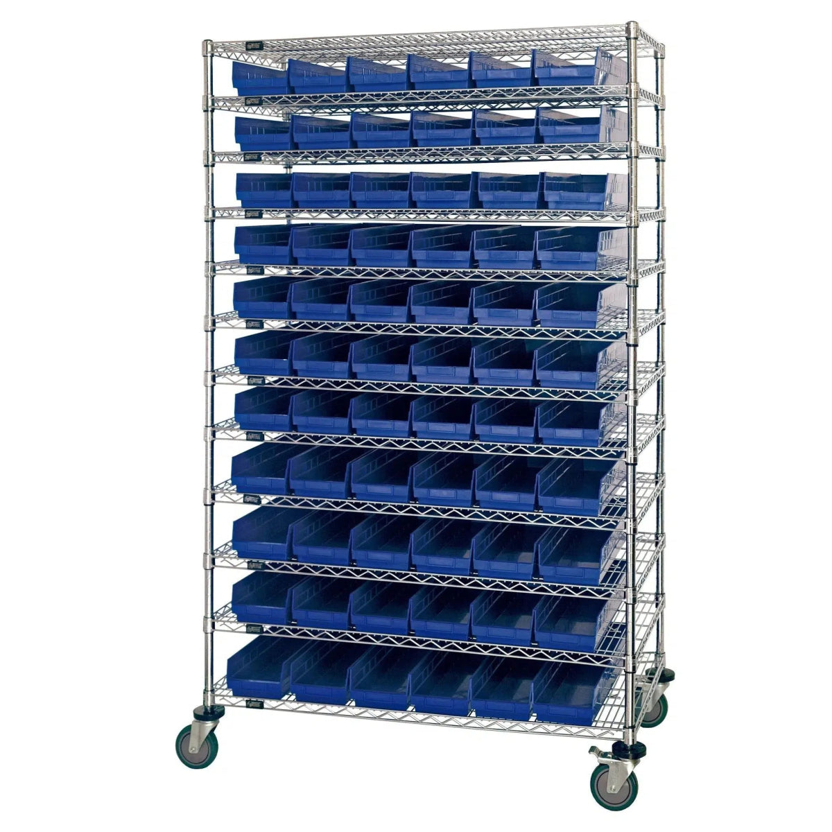 WR74 - 2448 - 66106 | 24" x 48" x 74" Shelving Unit with 66 Bins - Wire Shelving with Bins > 24" Deep Wire Shelving Units with Bins > Open Front Plastic Bins - Industrial 4 Less