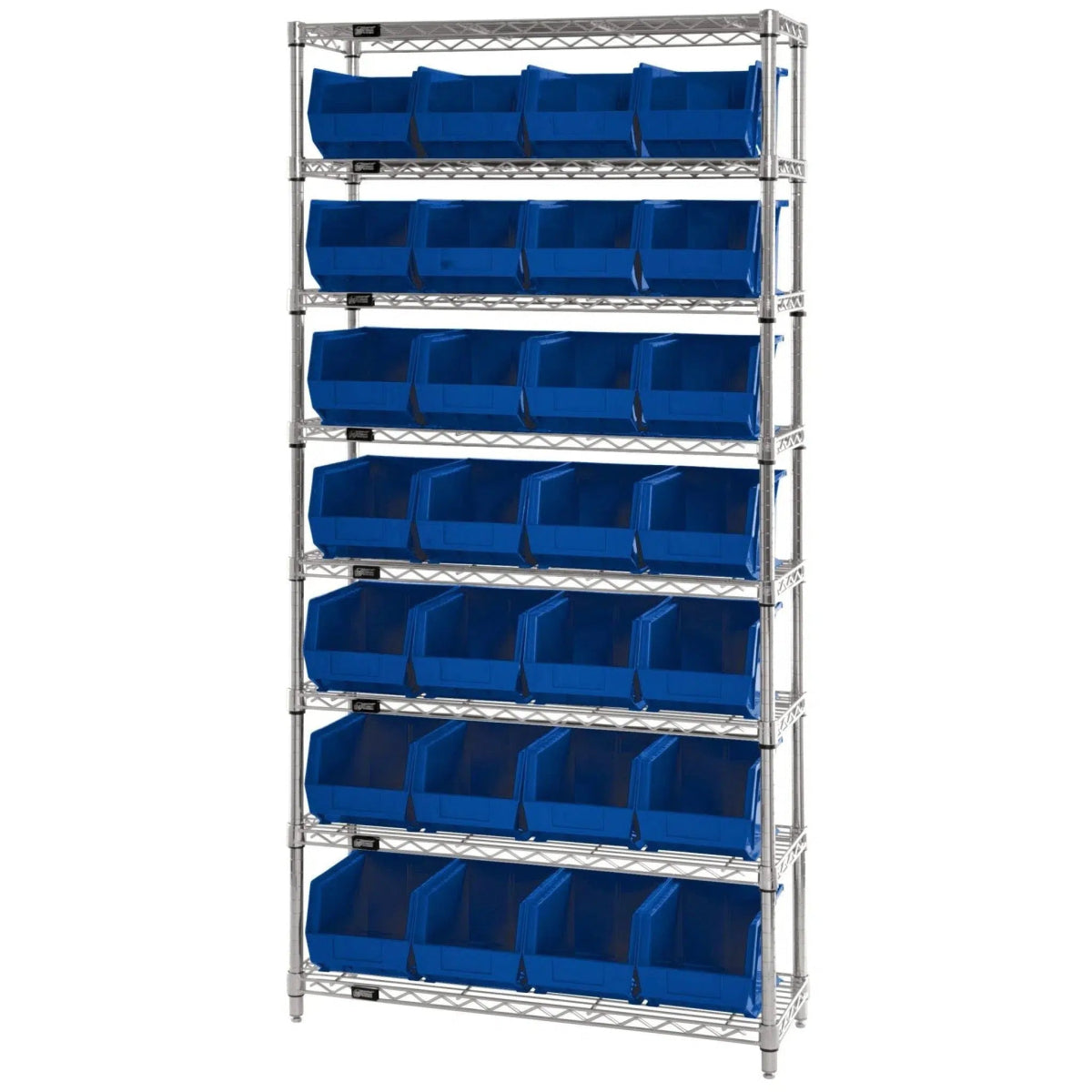 WR8 - 239 | 12" x 36" x 74" Shelving Unit with 28 Bins - Wire Shelving with Bins > 12" - 14" Deep Wire Shelving Units with Bins > Open Front Plastic Bins - Industrial 4 Less