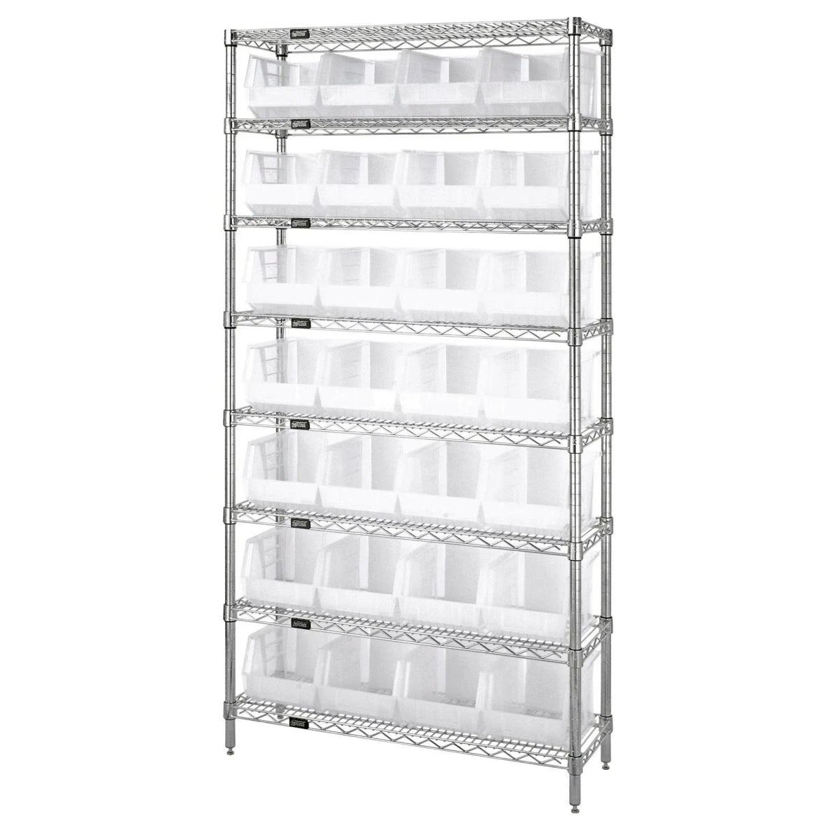 WR8 - 239 | 12" x 36" x 74" Shelving Unit with 28 Bins - Wire Shelving with Bins > 12" - 14" Deep Wire Shelving Units with Bins > Open Front Plastic Bins - Industrial 4 Less