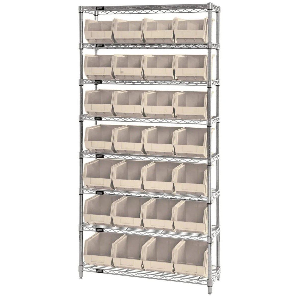 WR8 - 239 | 12" x 36" x 74" Shelving Unit with 28 Bins - Wire Shelving with Bins > 12" - 14" Deep Wire Shelving Units with Bins > Open Front Plastic Bins - Industrial 4 Less