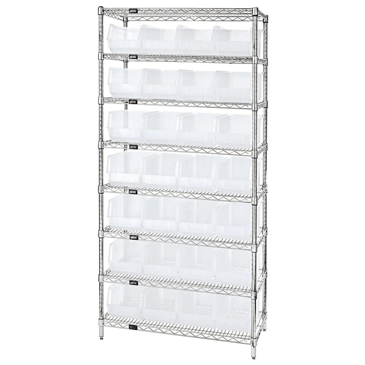 WR8 - 240 | 14" x 36" x 74" Shelving Unit with 28 Bins - Wire Shelving with Bins > 12" - 14" Deep Wire Shelving Units with Bins > Open Front Plastic Bins - Industrial 4 Less