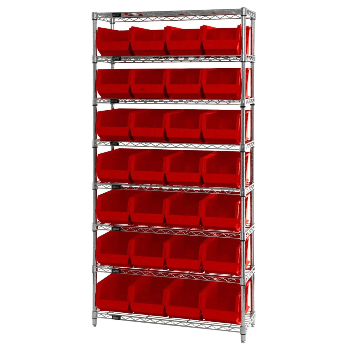 WR8 - 240 | 14" x 36" x 74" Shelving Unit with 28 Bins - Wire Shelving with Bins > 12" - 14" Deep Wire Shelving Units with Bins > Open Front Plastic Bins - Industrial 4 Less